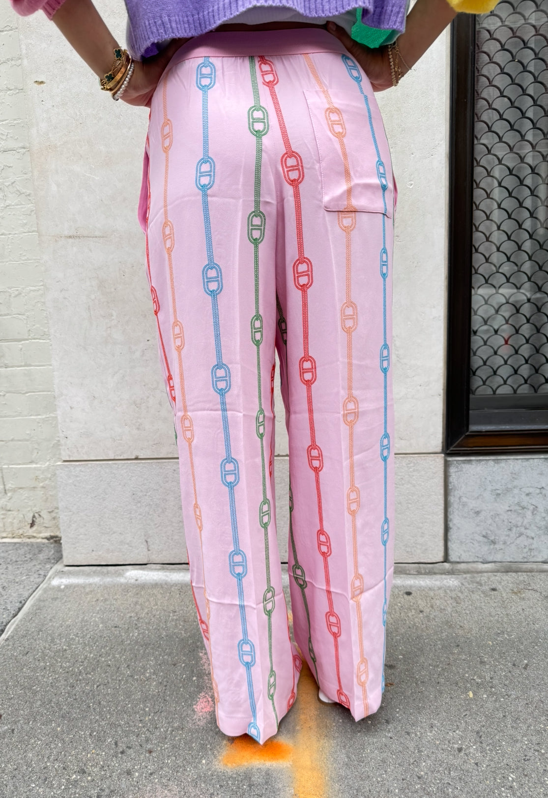 Hermès Pink Pajama Pants Rainbow Embroidery