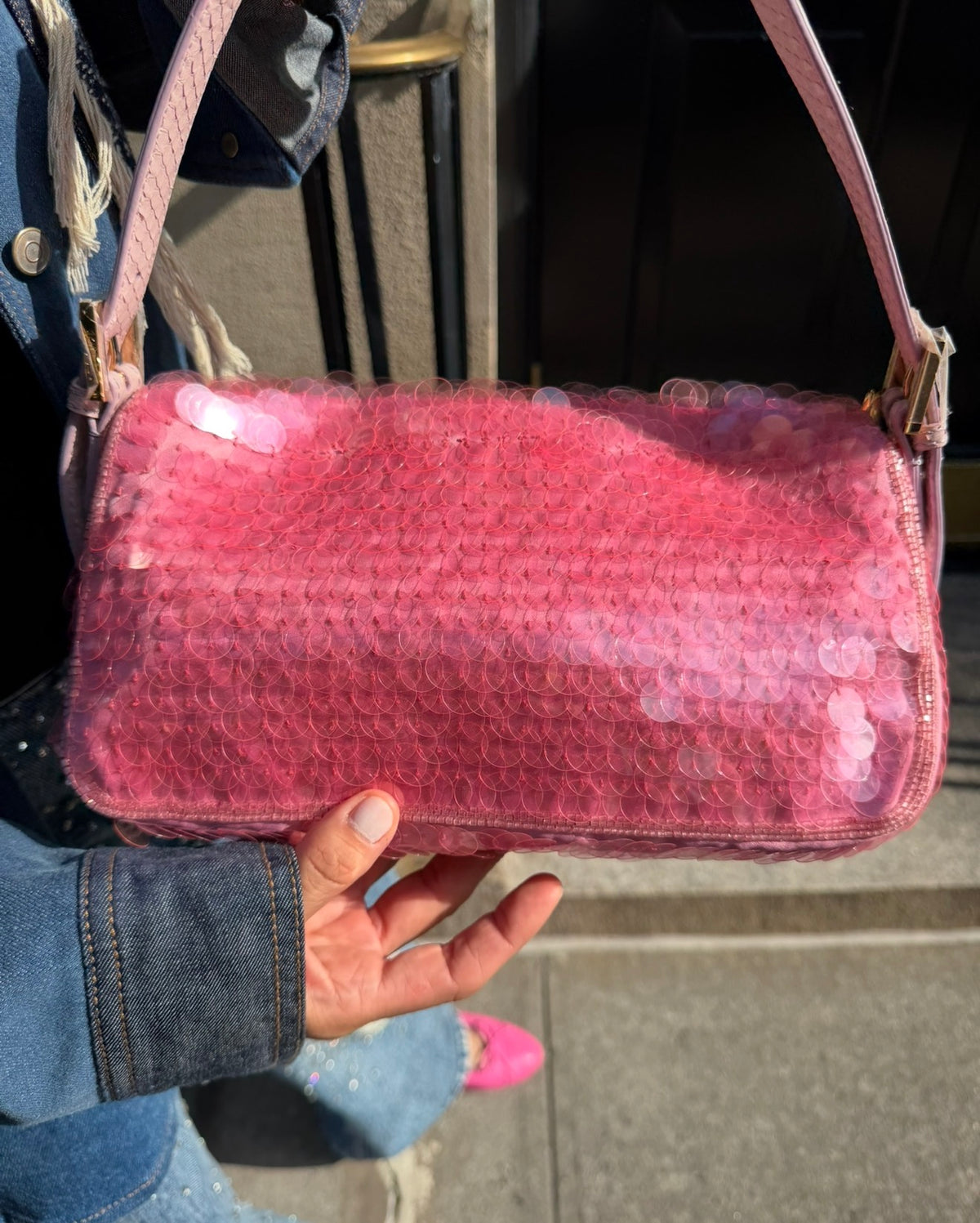 FENDI Pink Sequin Baguette