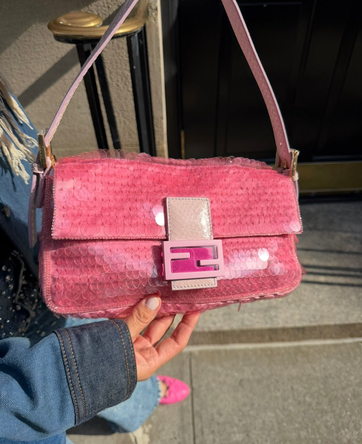 FENDI Pink Sequin Baguette