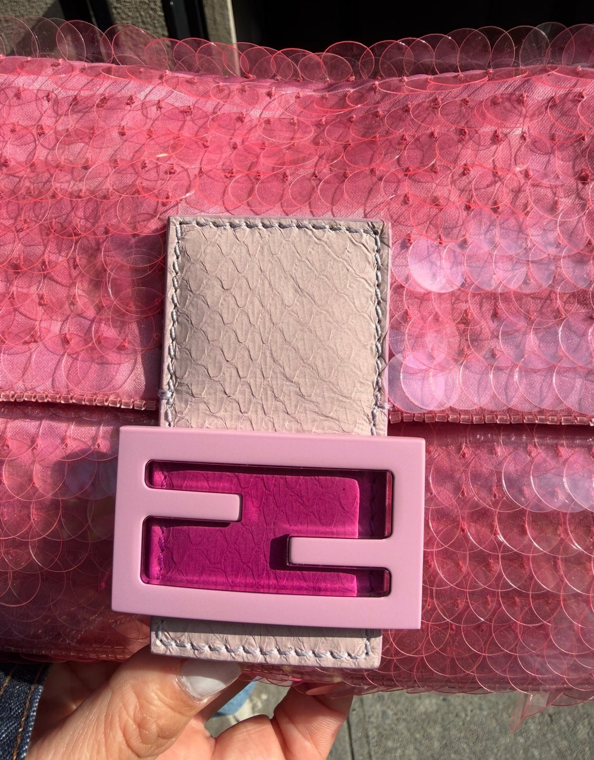 FENDI Pink Sequin Baguette