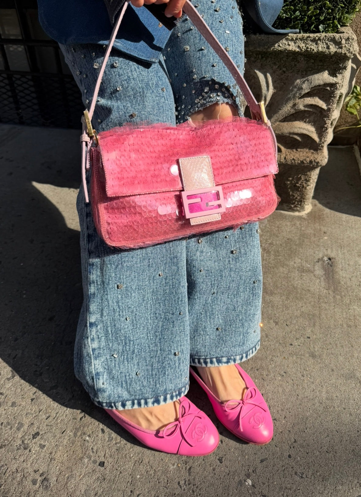 FENDI Pink Sequin Baguette
