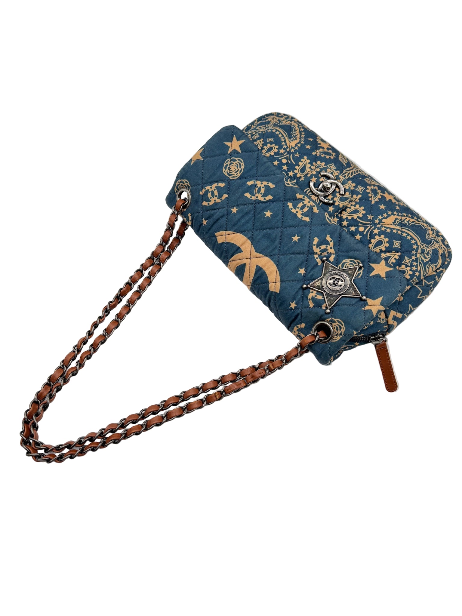 Chanel Light Blue Cowboy Bandana FlapBag