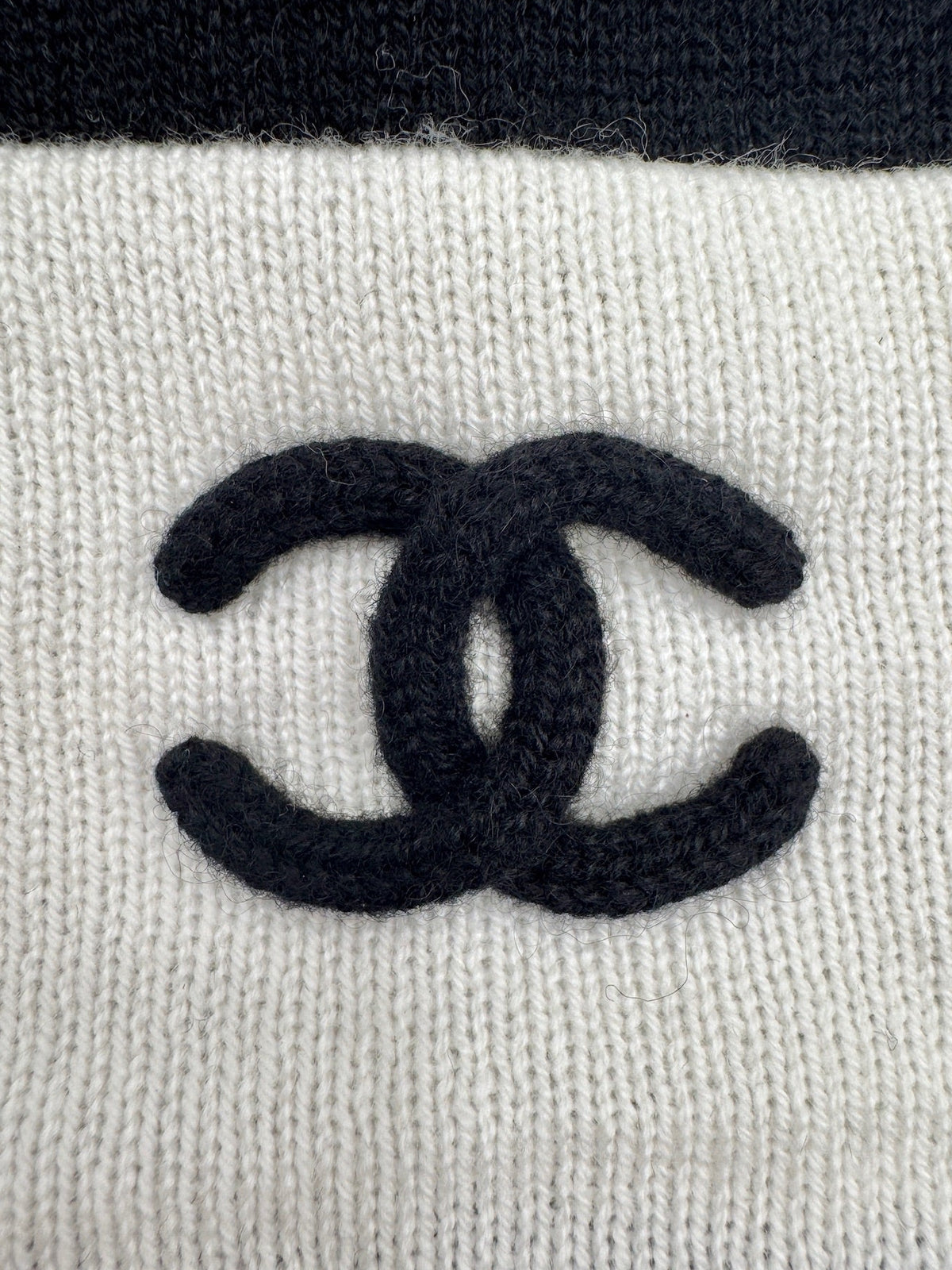 Chanel Black with White Beanie Black CC Logo