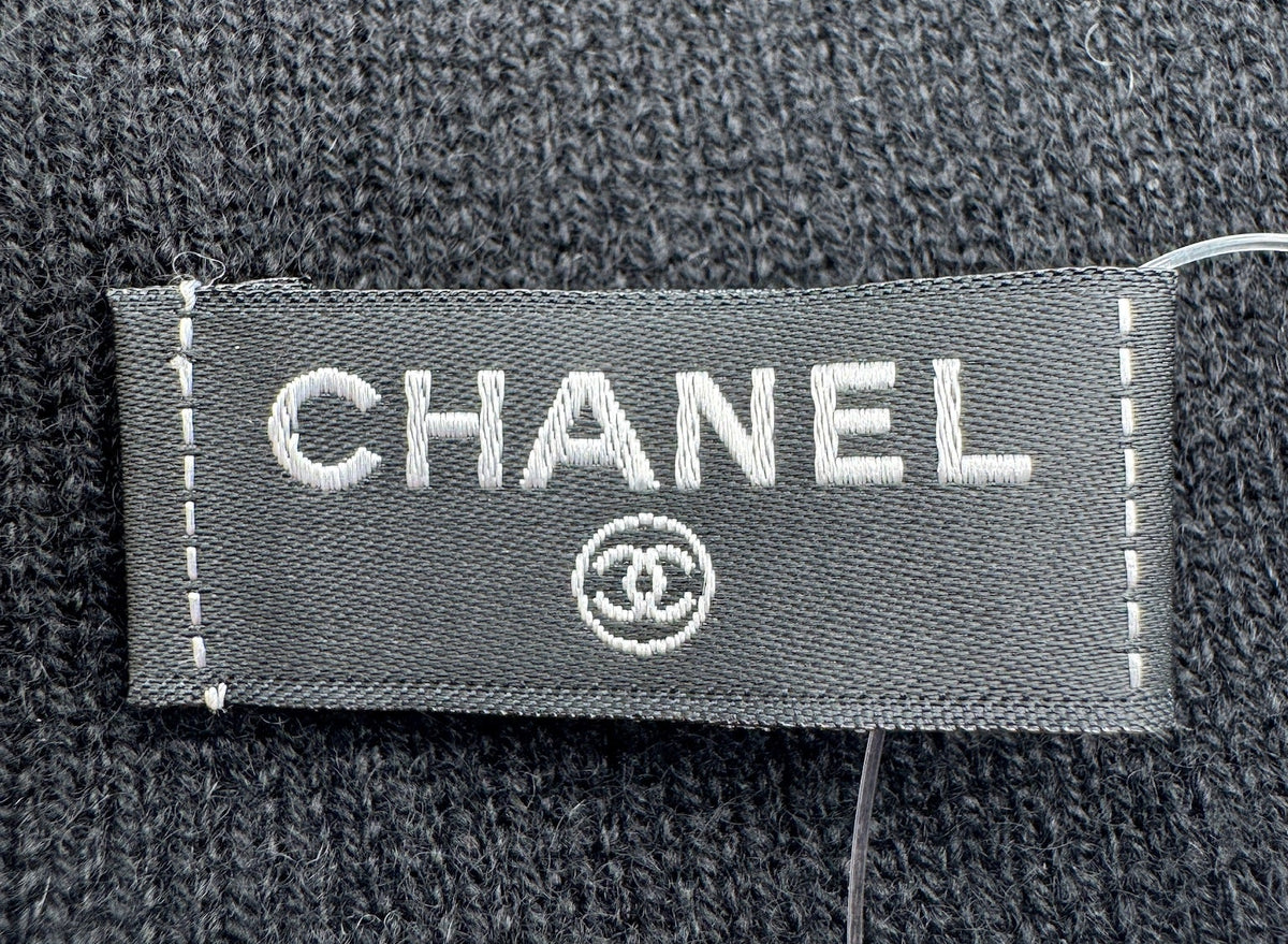 Chanel Black with White Beanie Black CC Logo