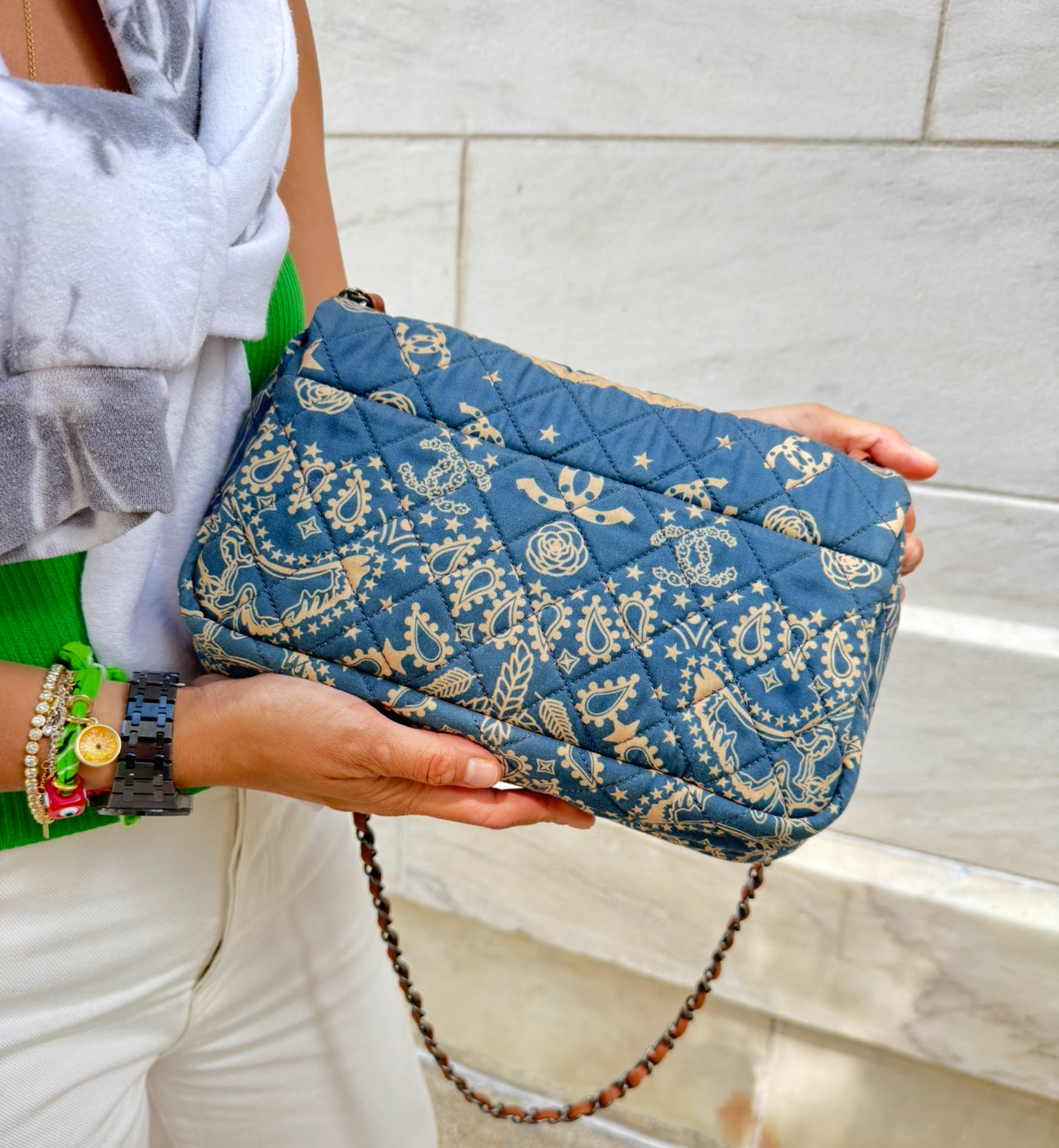 Chanel Light Blue Cowboy Bandana FlapBag