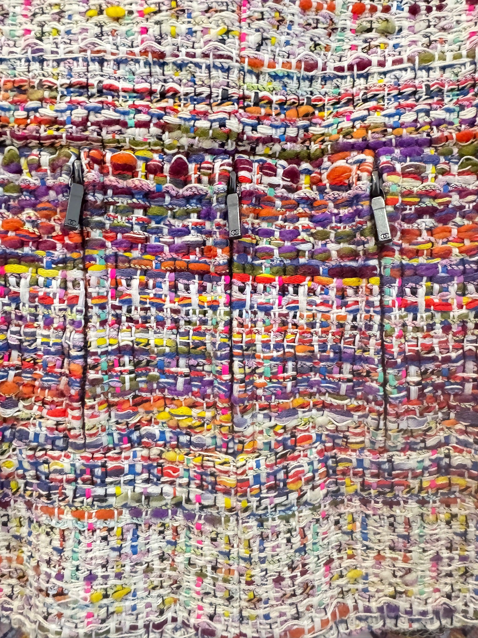 CHANEL Multicolor Tweed Jacket with Zippers