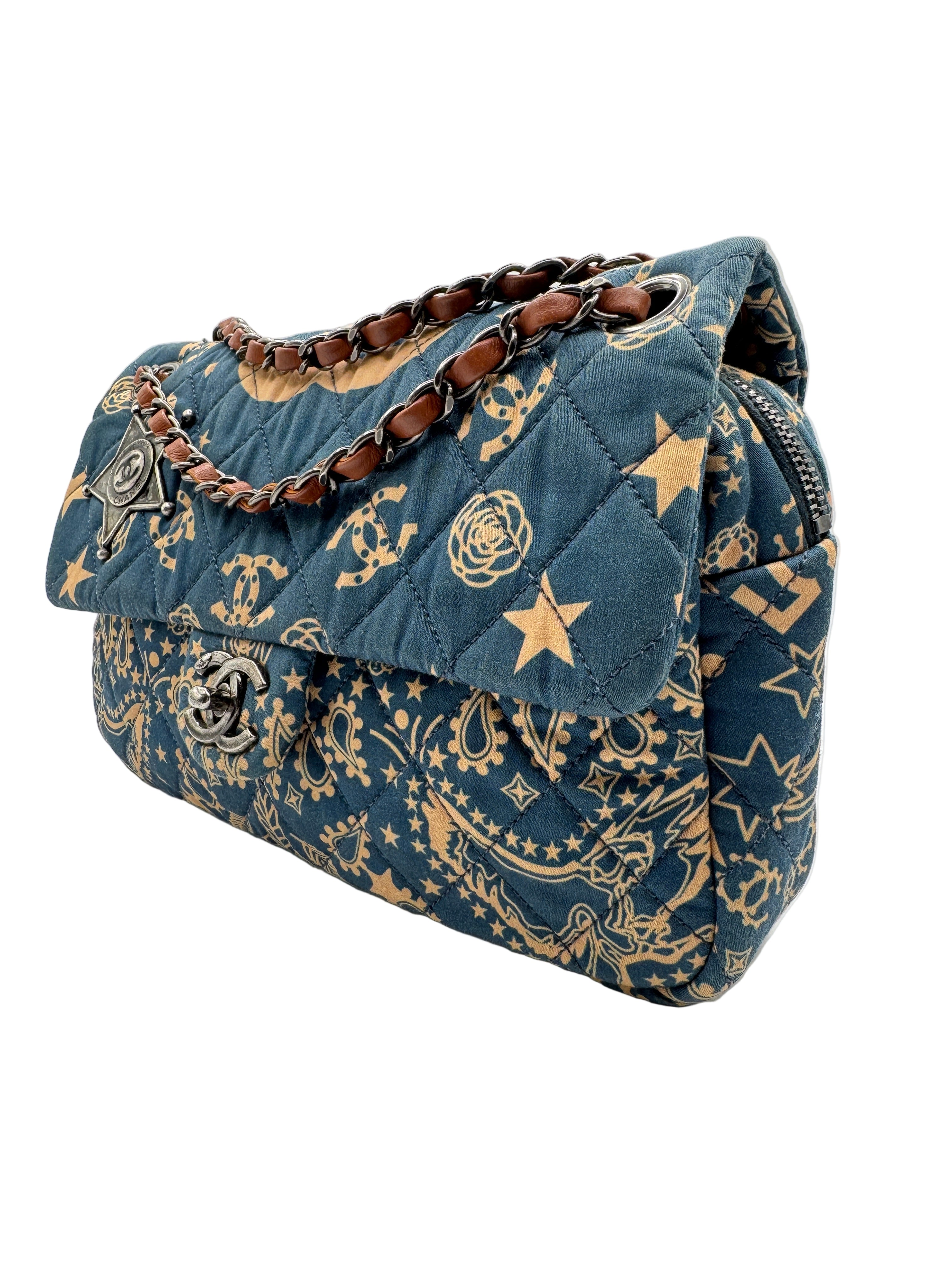 Chanel Light Blue Cowboy Bandana FlapBag