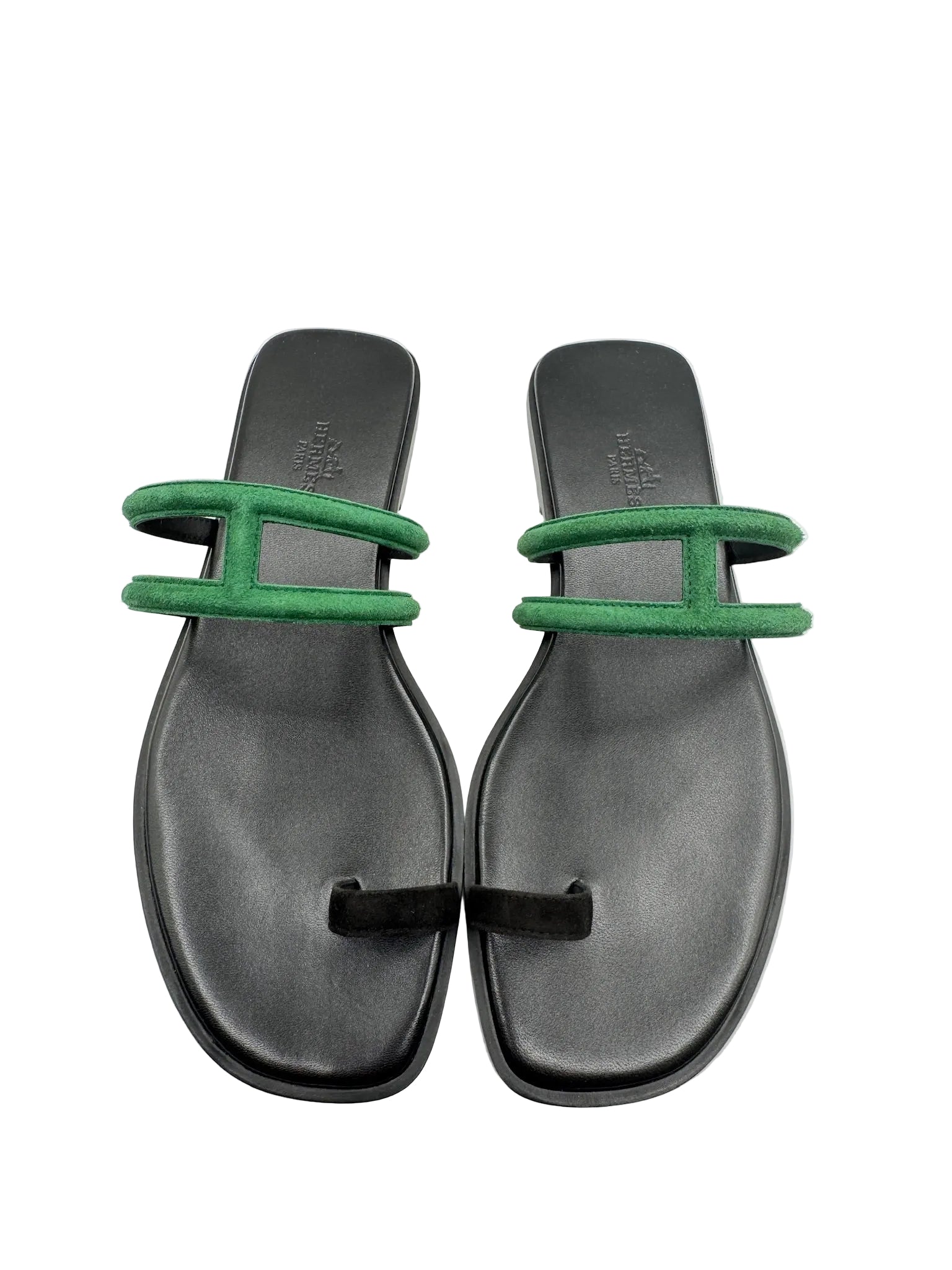 Hermès Georgia Sandals Black and Green