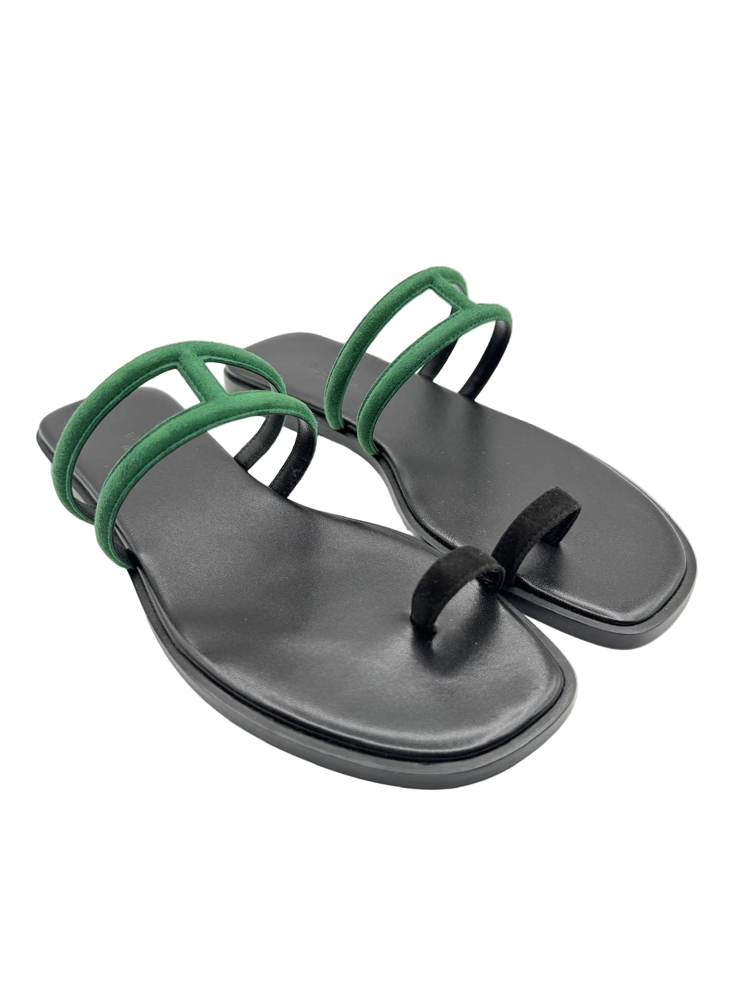 Hermès Georgia Sandals Black and Green - Size FR 37.5