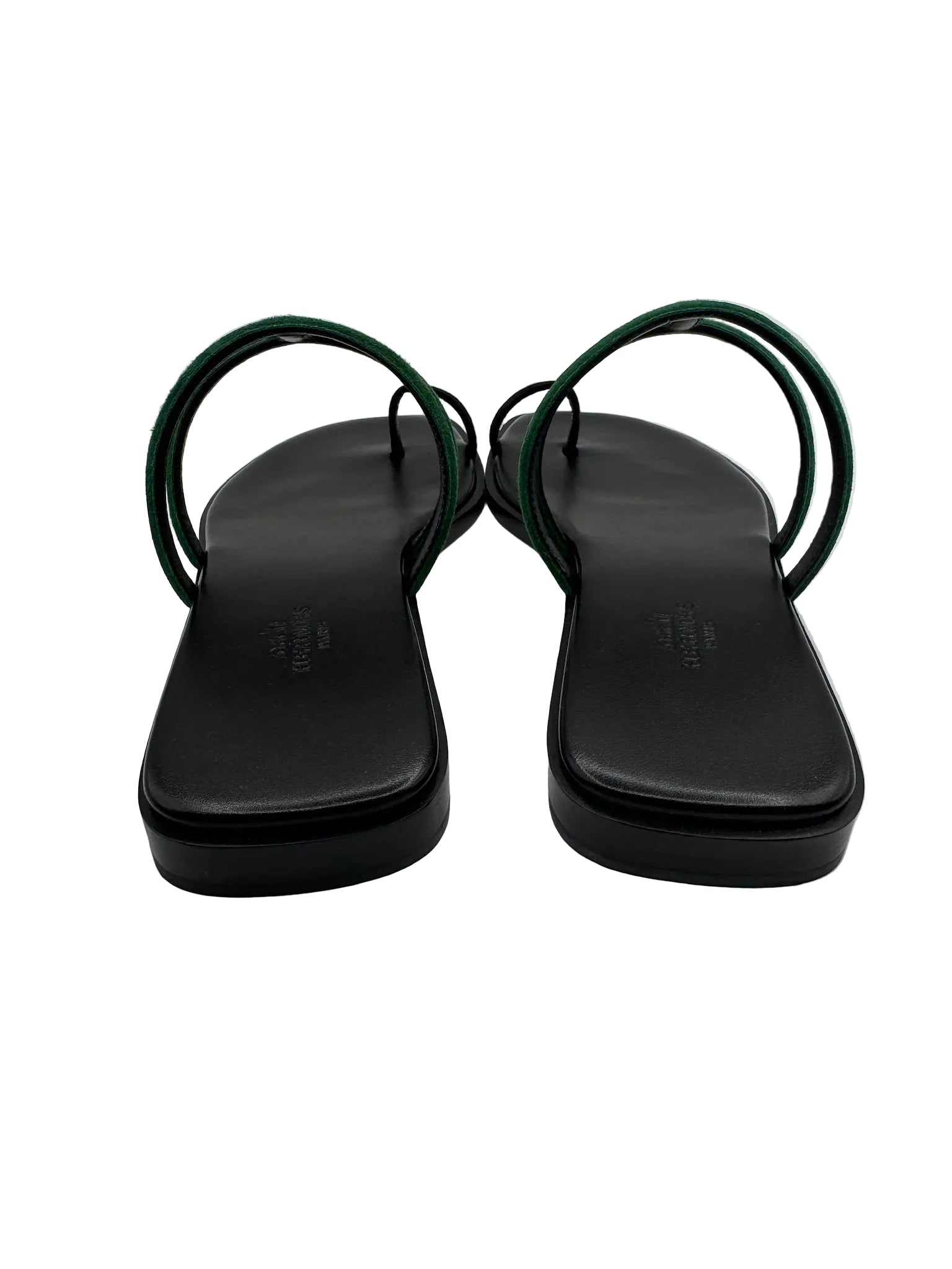 Hermès Georgia Sandals Black and Green