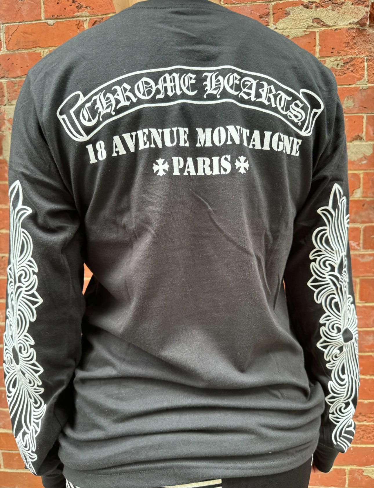 Chrome Hearts Black Long Sleeve Shirt Paris Logo