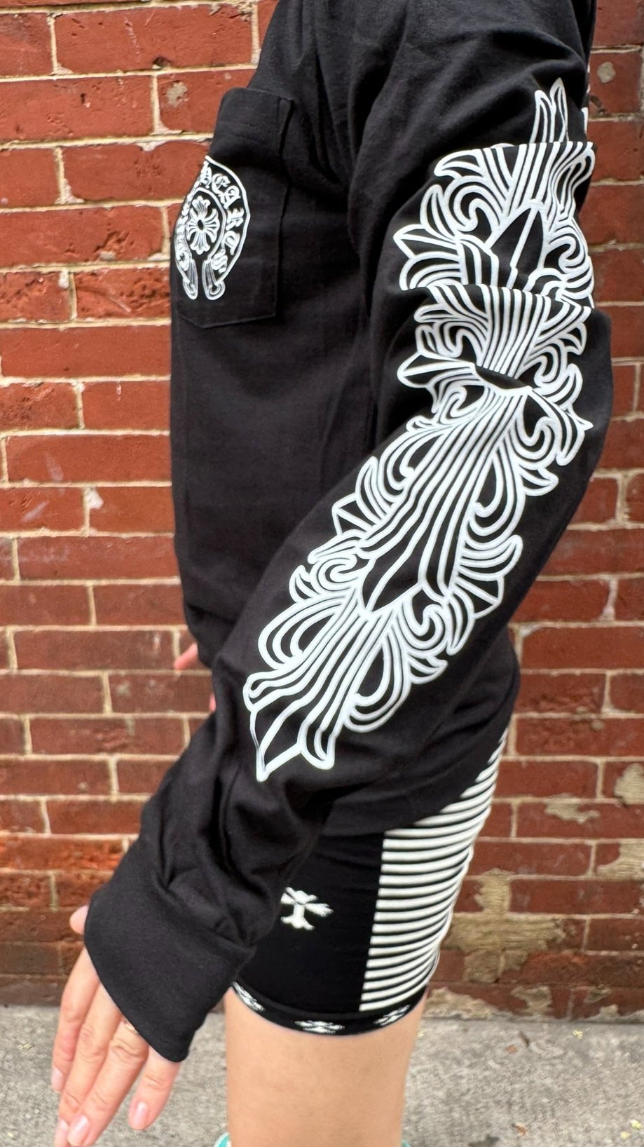 Chrome Hearts Black Long Sleeve Shirt Paris Logo