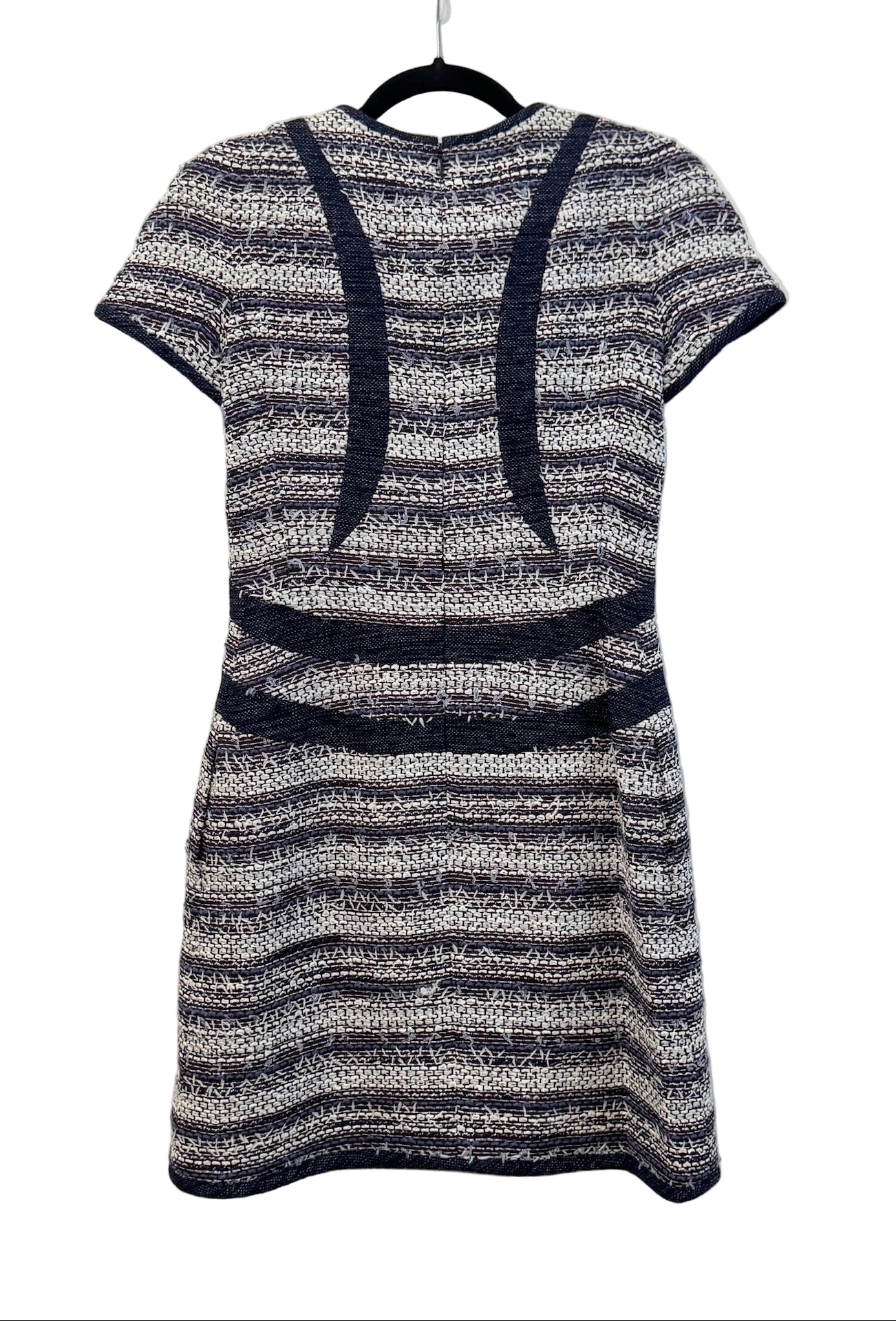 CHANEL Blue White Tweed Short Sleeve Dress
