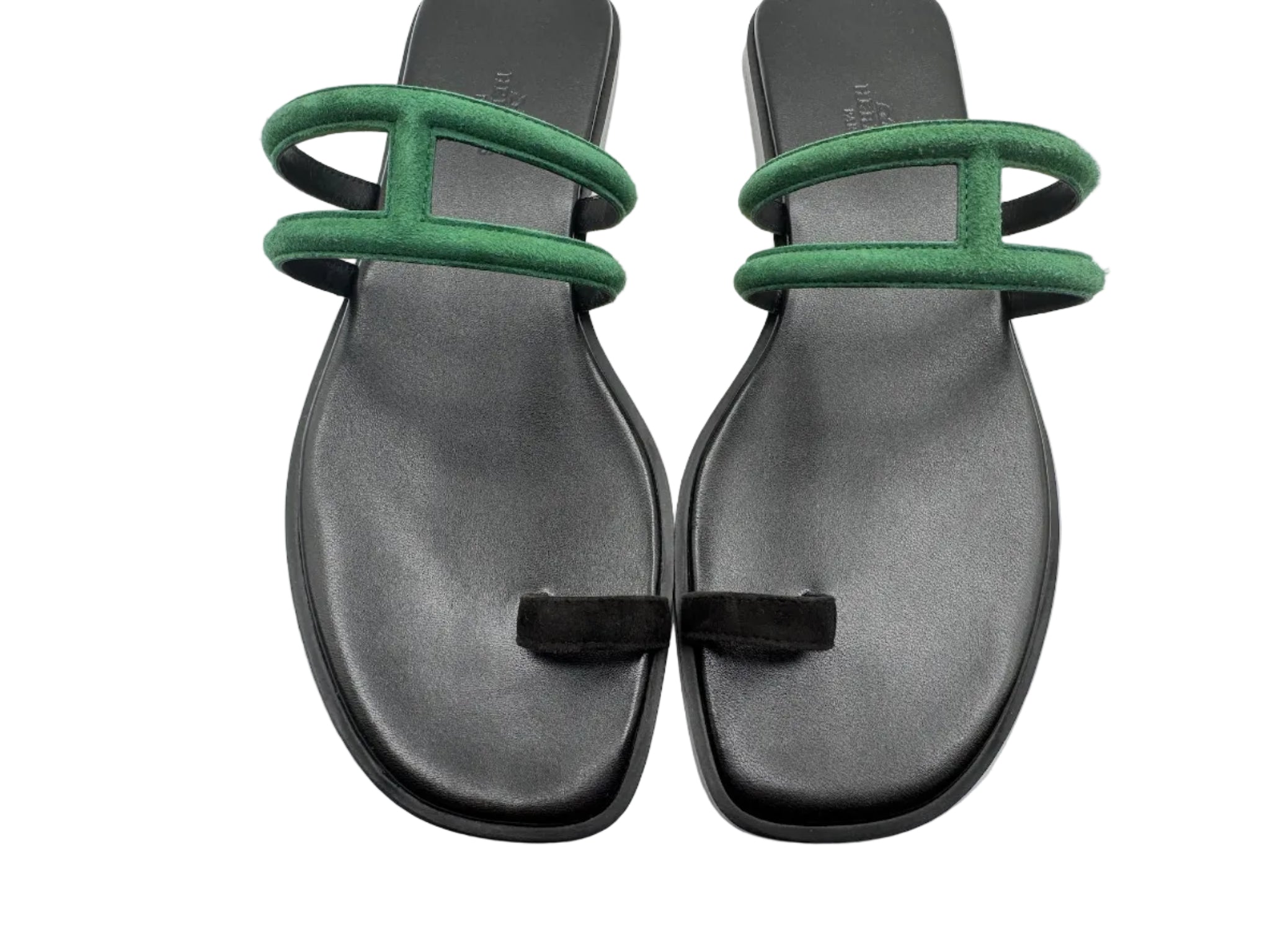 Hermès Georgia Sandals Black and Green