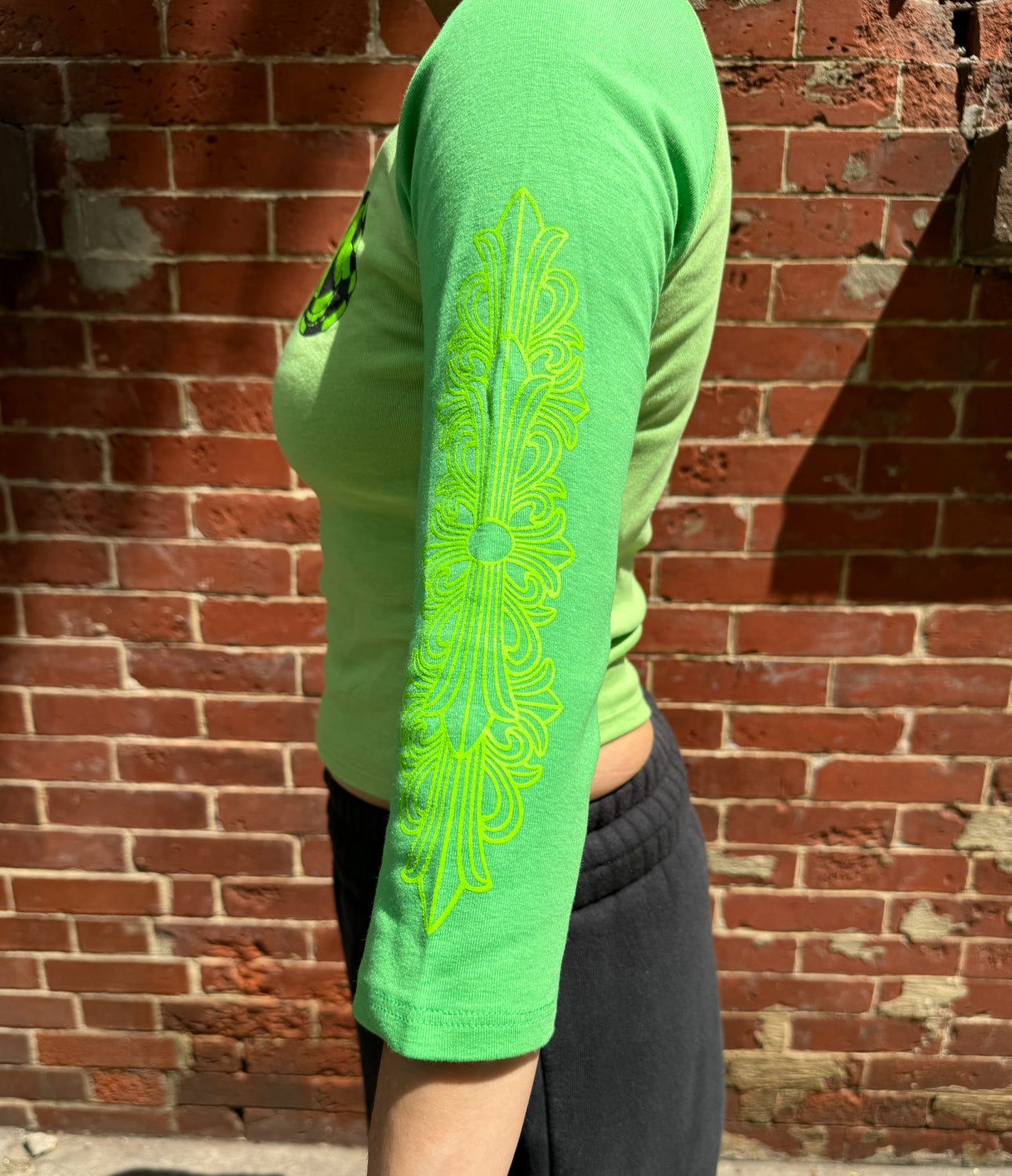 Chrome Hearts MattyBoy Green Baseball Baby Tee - Size M