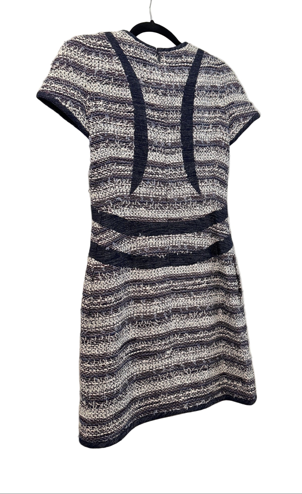 CHANEL Blue White Tweed Short Sleeve Dress