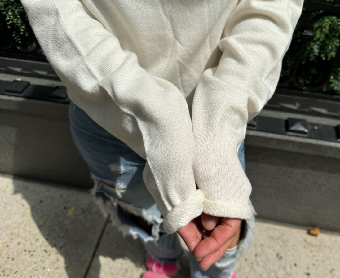 Chrome Hearts White Cashmere Sweater With Crystals