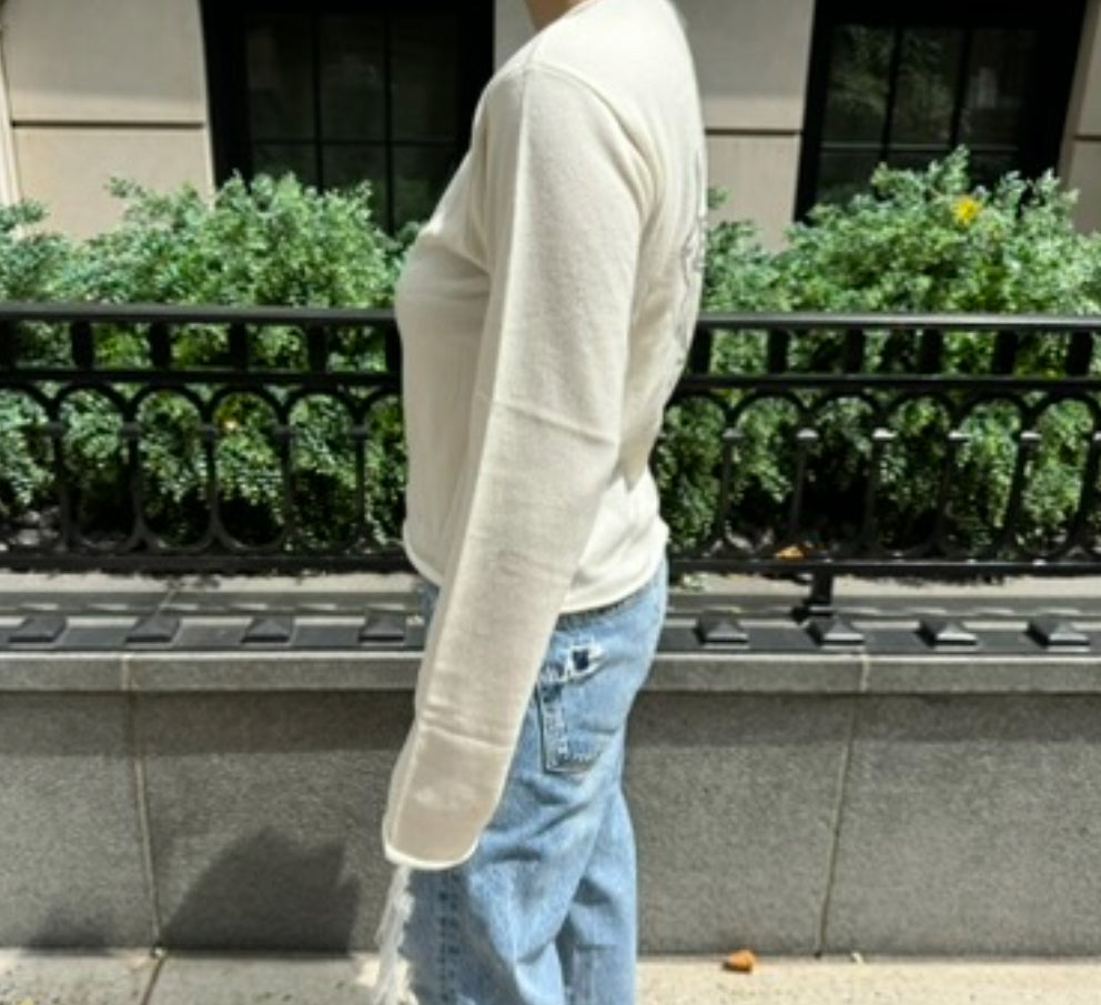 Chrome Hearts White Cashmere Sweater With Crystals