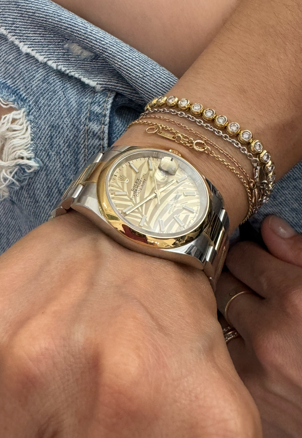 Rolex 36MM Datejust Yellow Gold and Steel Golden Palm Dial