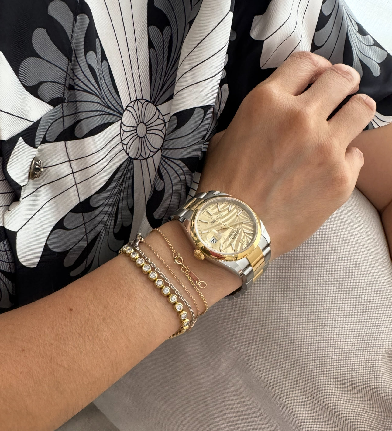 Rolex 36MM Datejust Yellow Gold and Steel Golden Palm Dial