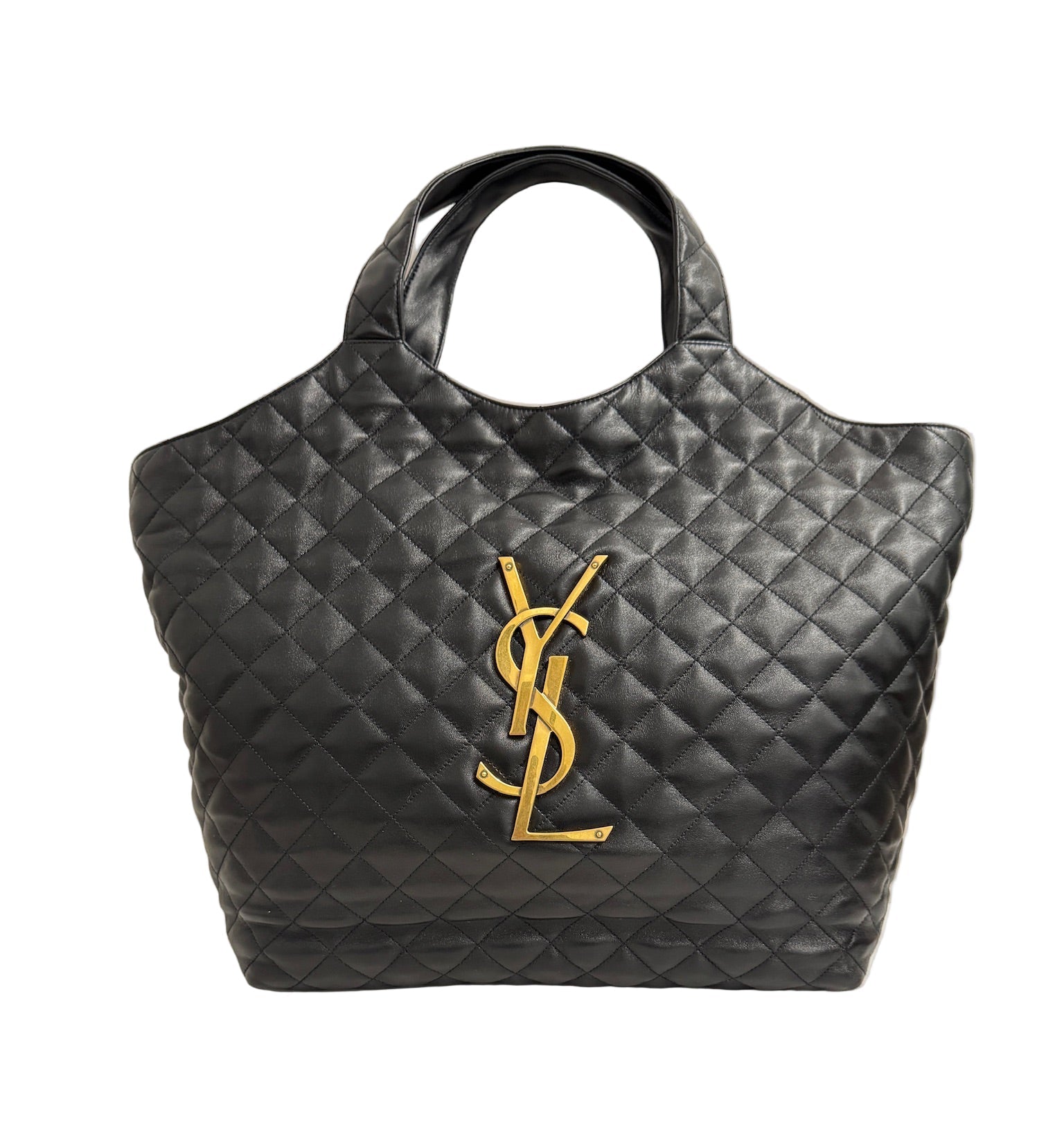 Saint Laurent YSL Black Leather Maxi Tote Bag