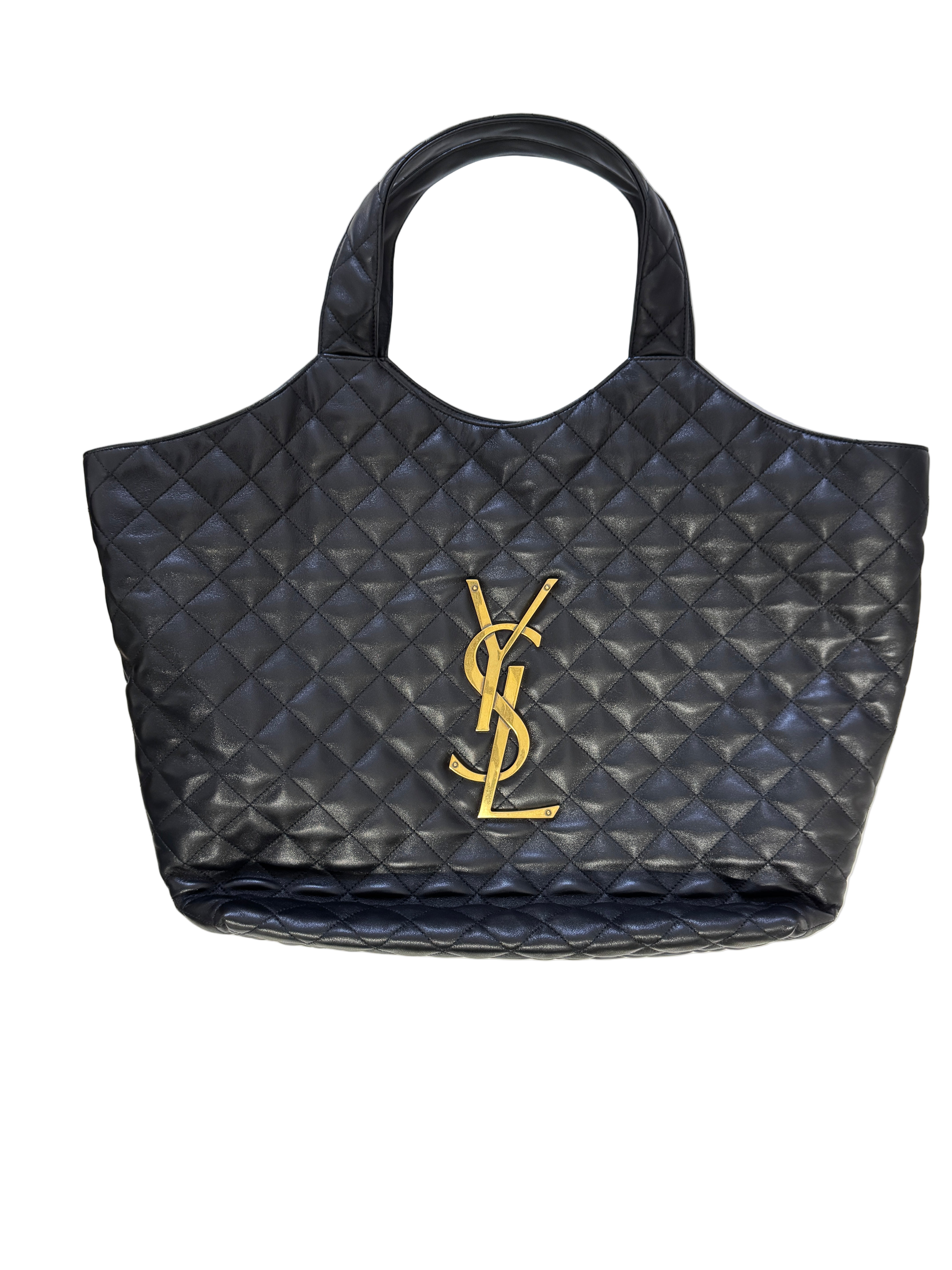 Saint Laurent YSL Black Leather Maxi Tote Bag