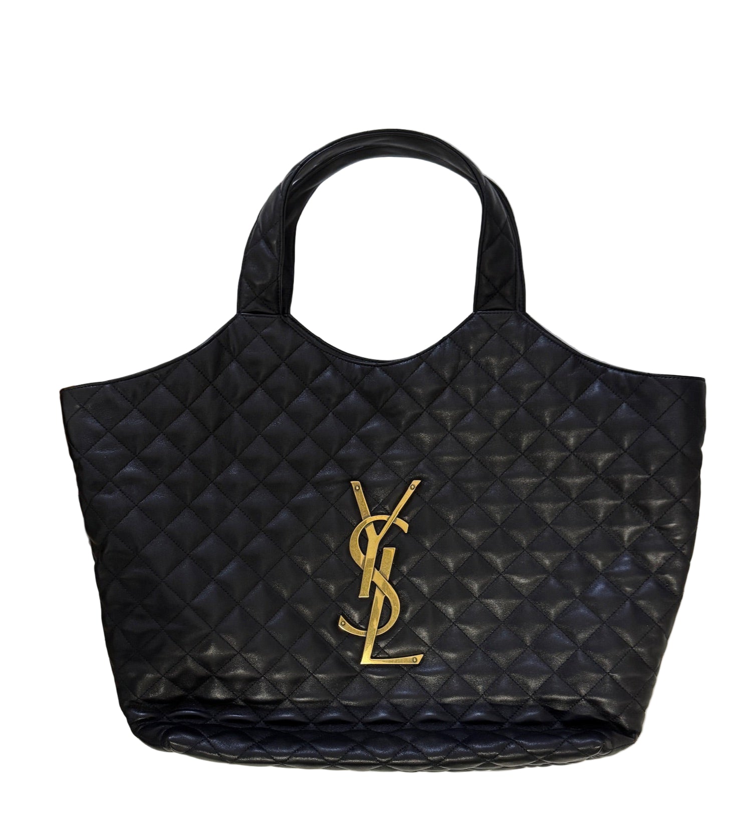 Saint Laurent YSL Black Leather Maxi Tote Bag