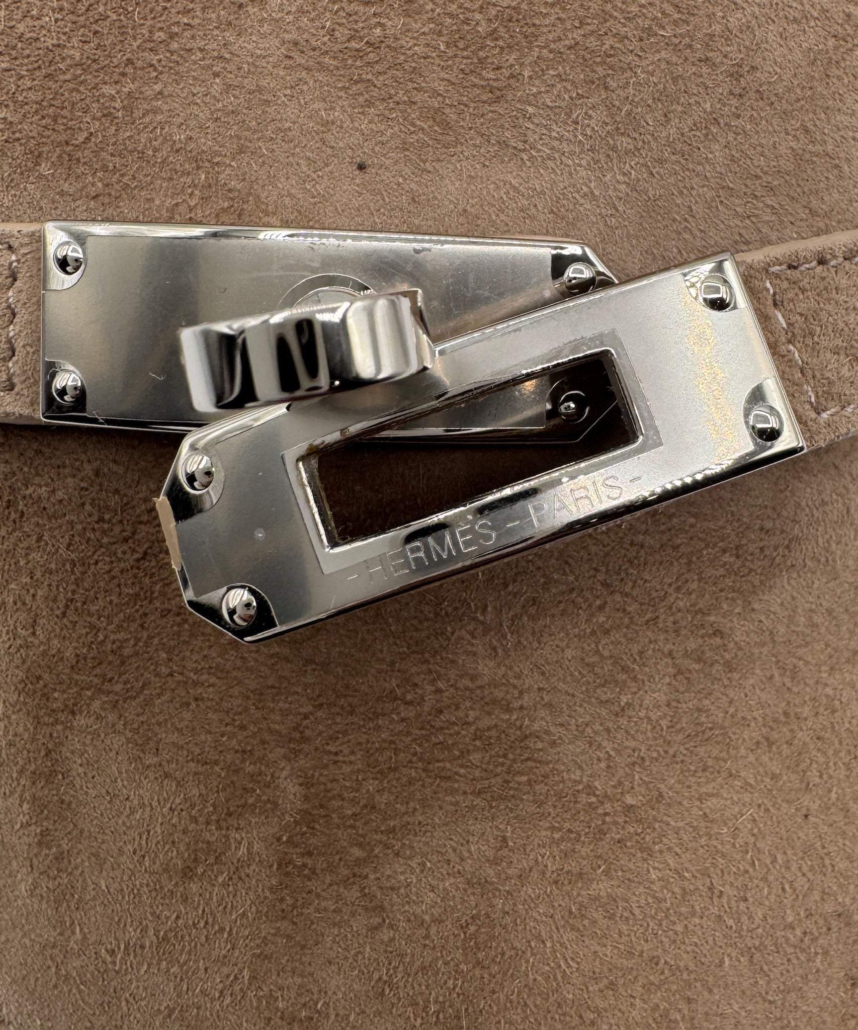 Hermès Empire Sandals Beige Suede Palladium Hardware