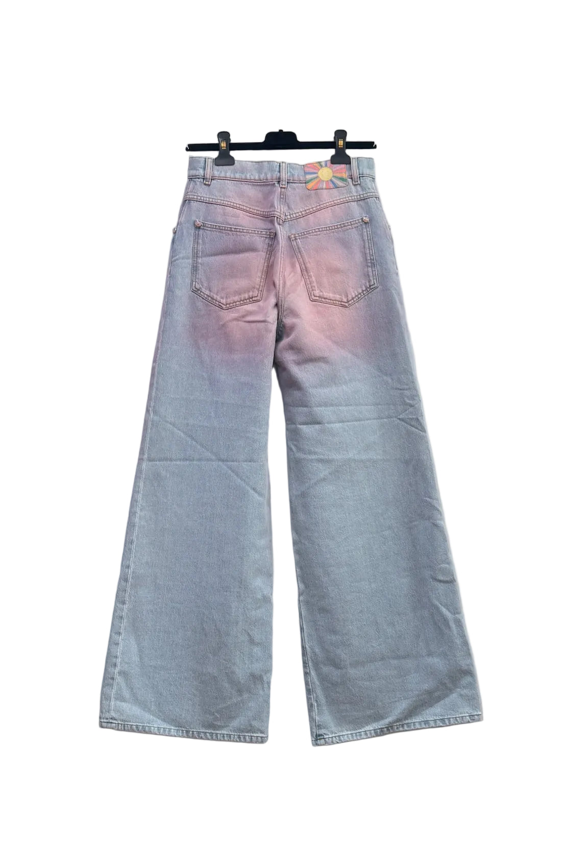 Chanel Blue Denim Pink Tie Dye Wide Leg Jeans