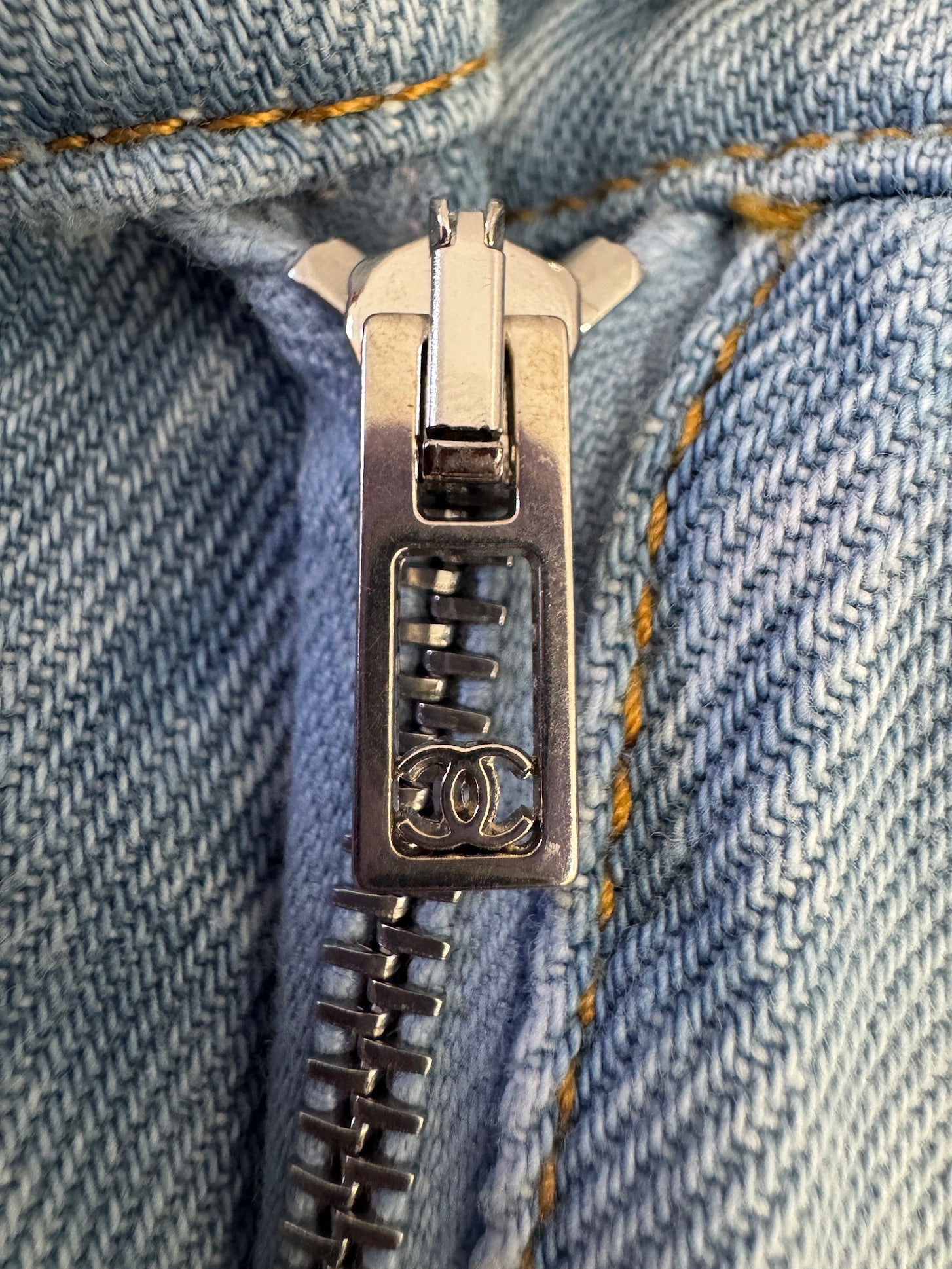Chanel Blue Denim Pink Tie Dye Wide Leg Jeans