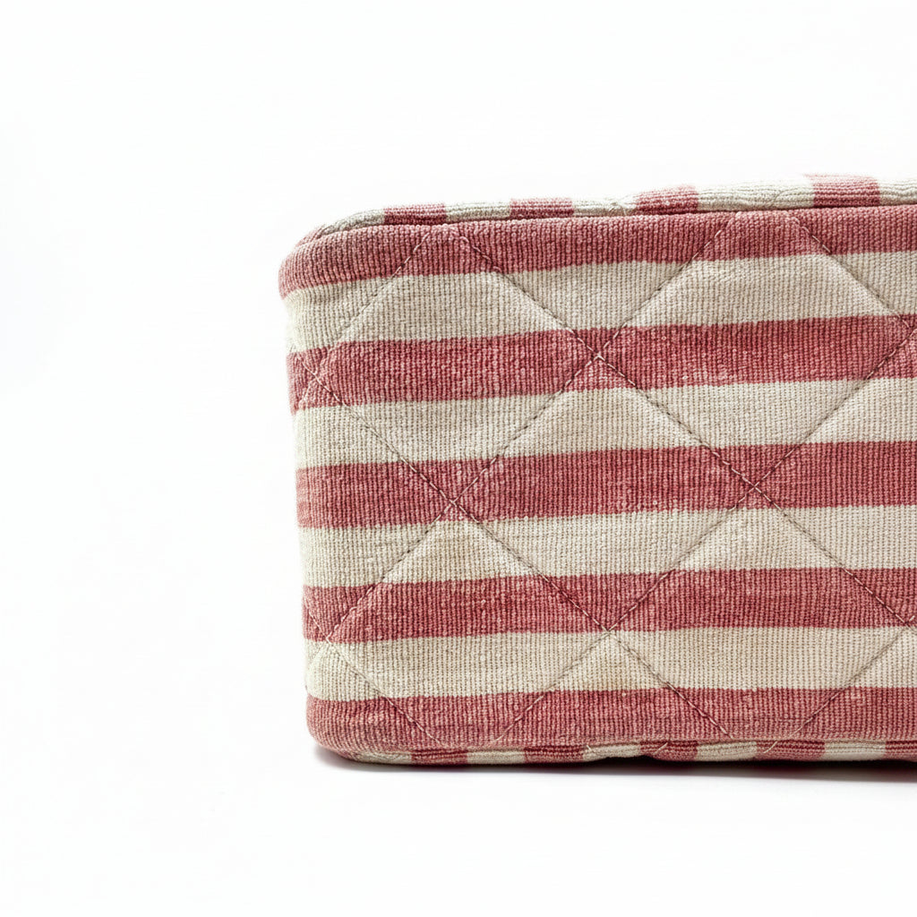 CHANEL 1990s Vintage Pink and White Stripe Flapbag