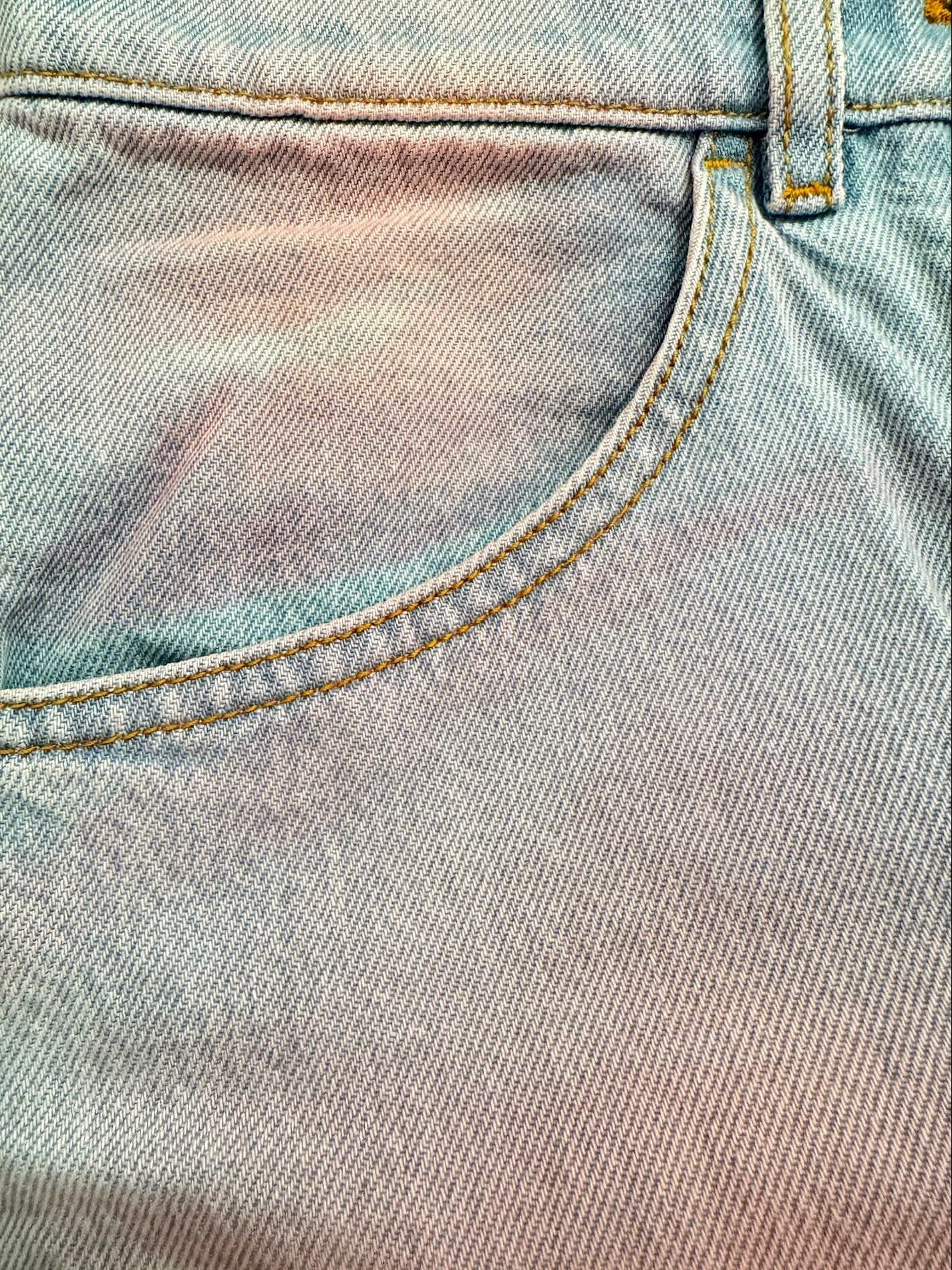 Chanel Blue Denim Pink Tie Dye Wide Leg Jeans