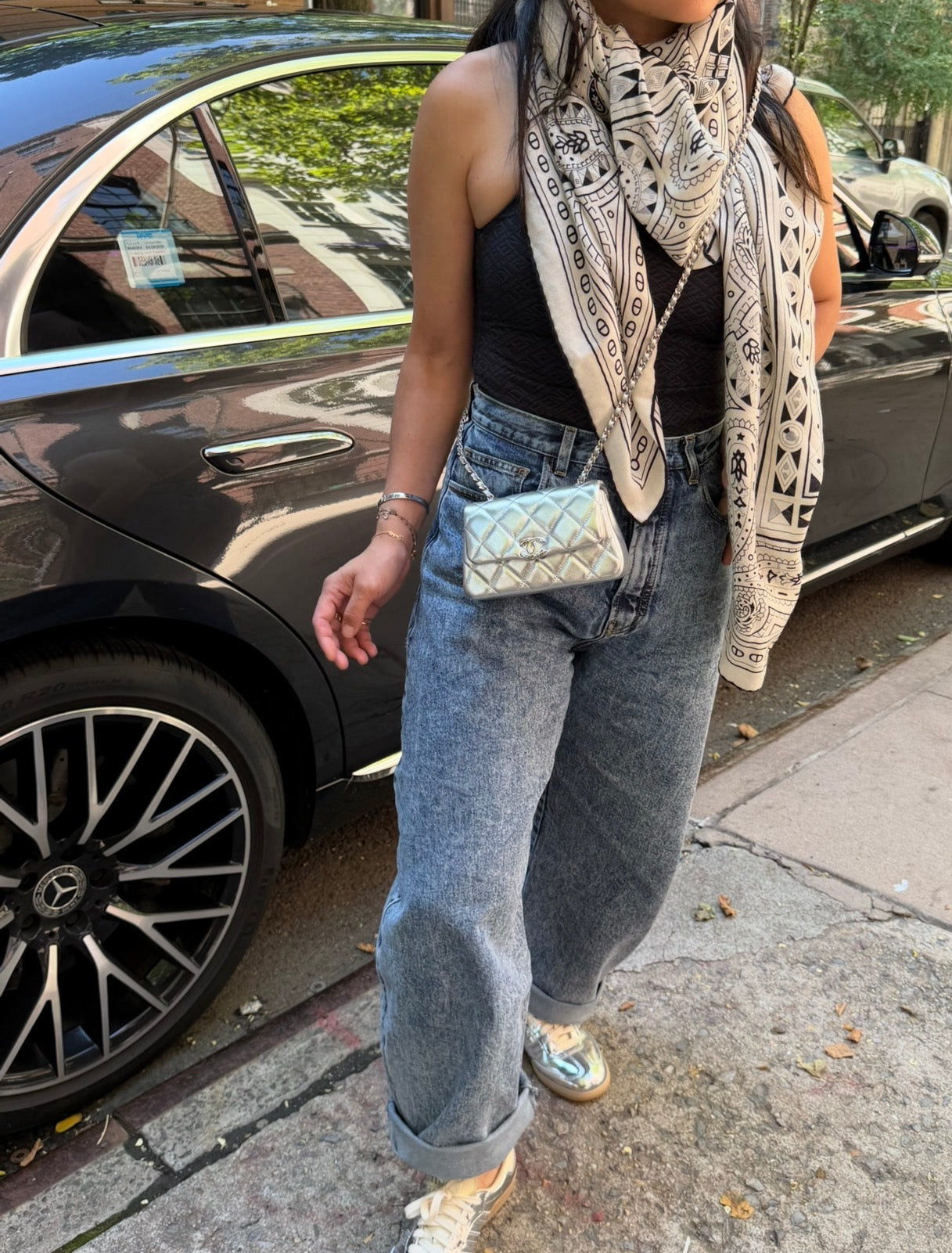 CHANEL Silver Metallic Micro Flapbag