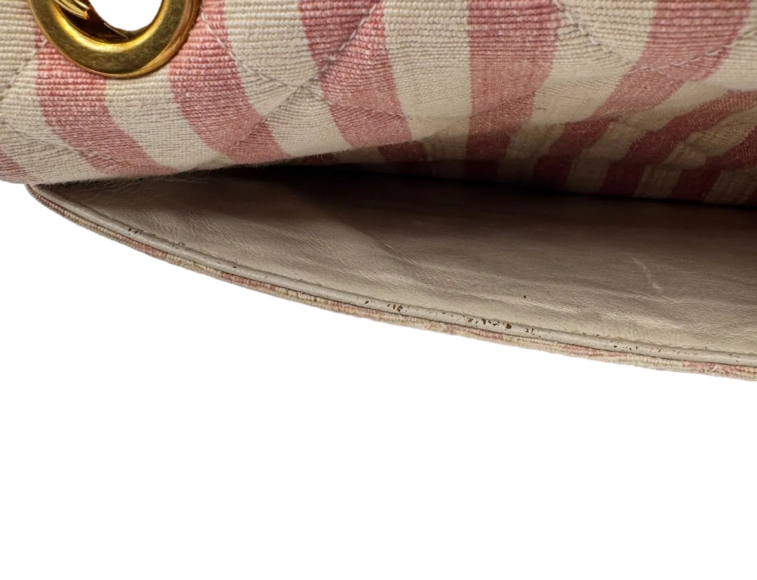 CHANEL 1990s Vintage Pink and White Stripe Flapbag