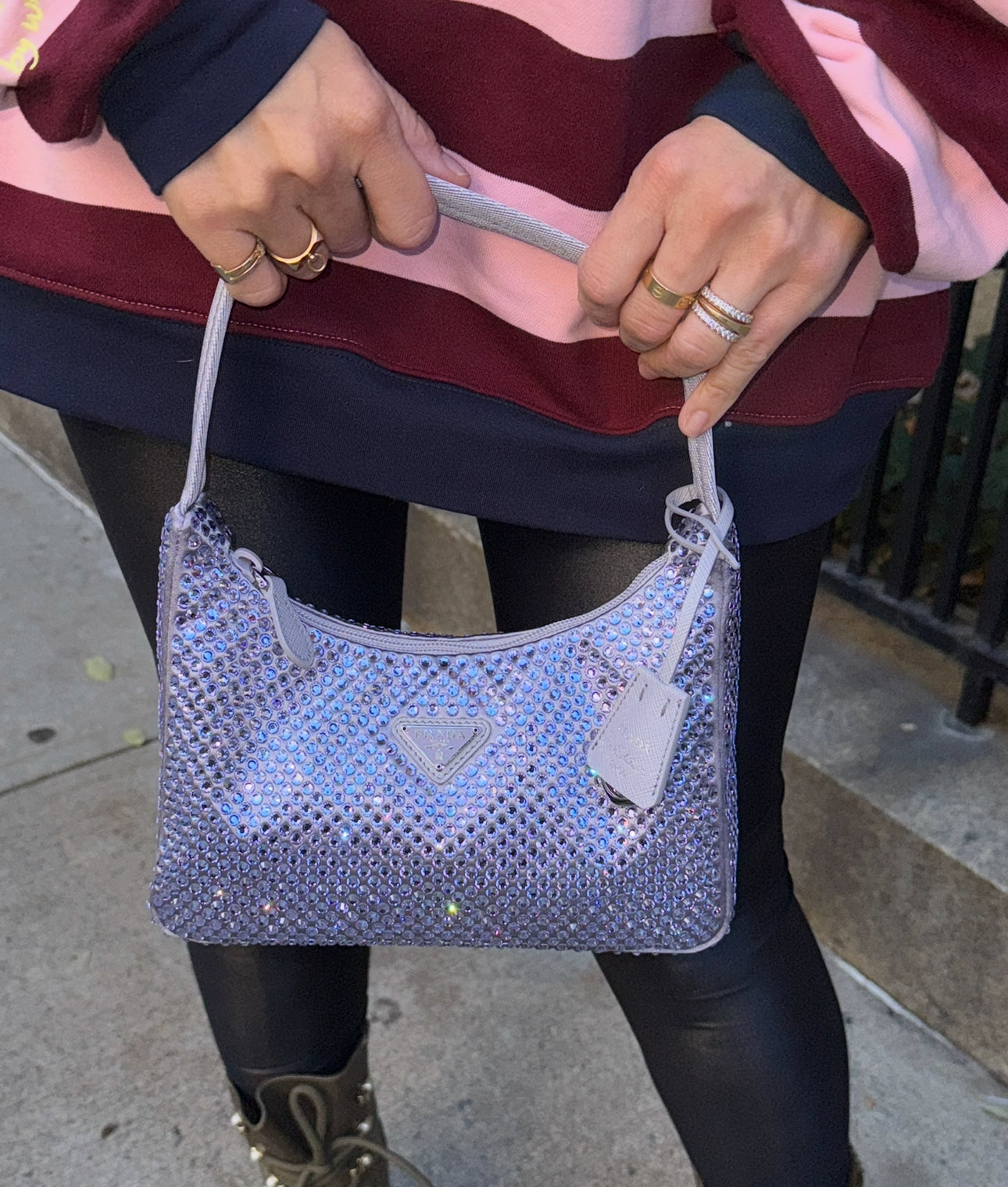Prada Purple Crystal Mini Re-Edition Bag