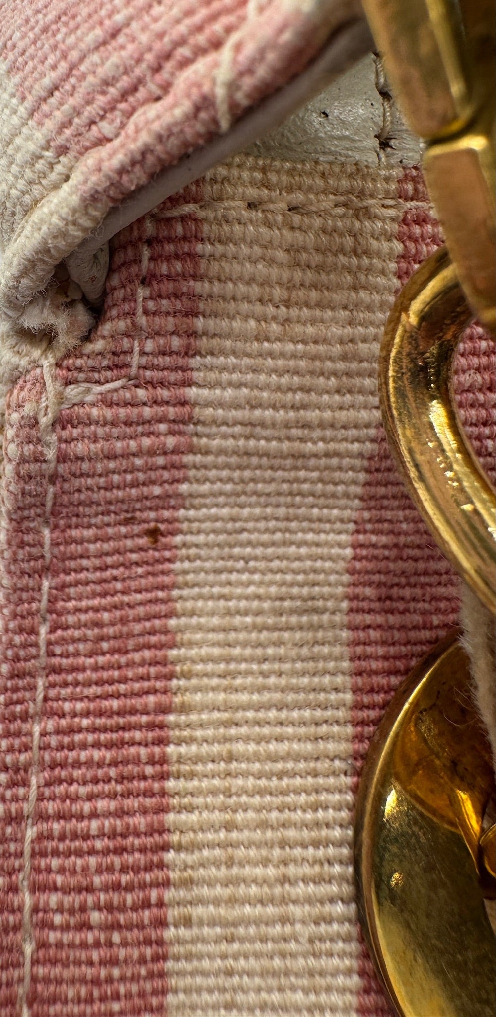 CHANEL 1990s Vintage Pink and White Stripe Flapbag
