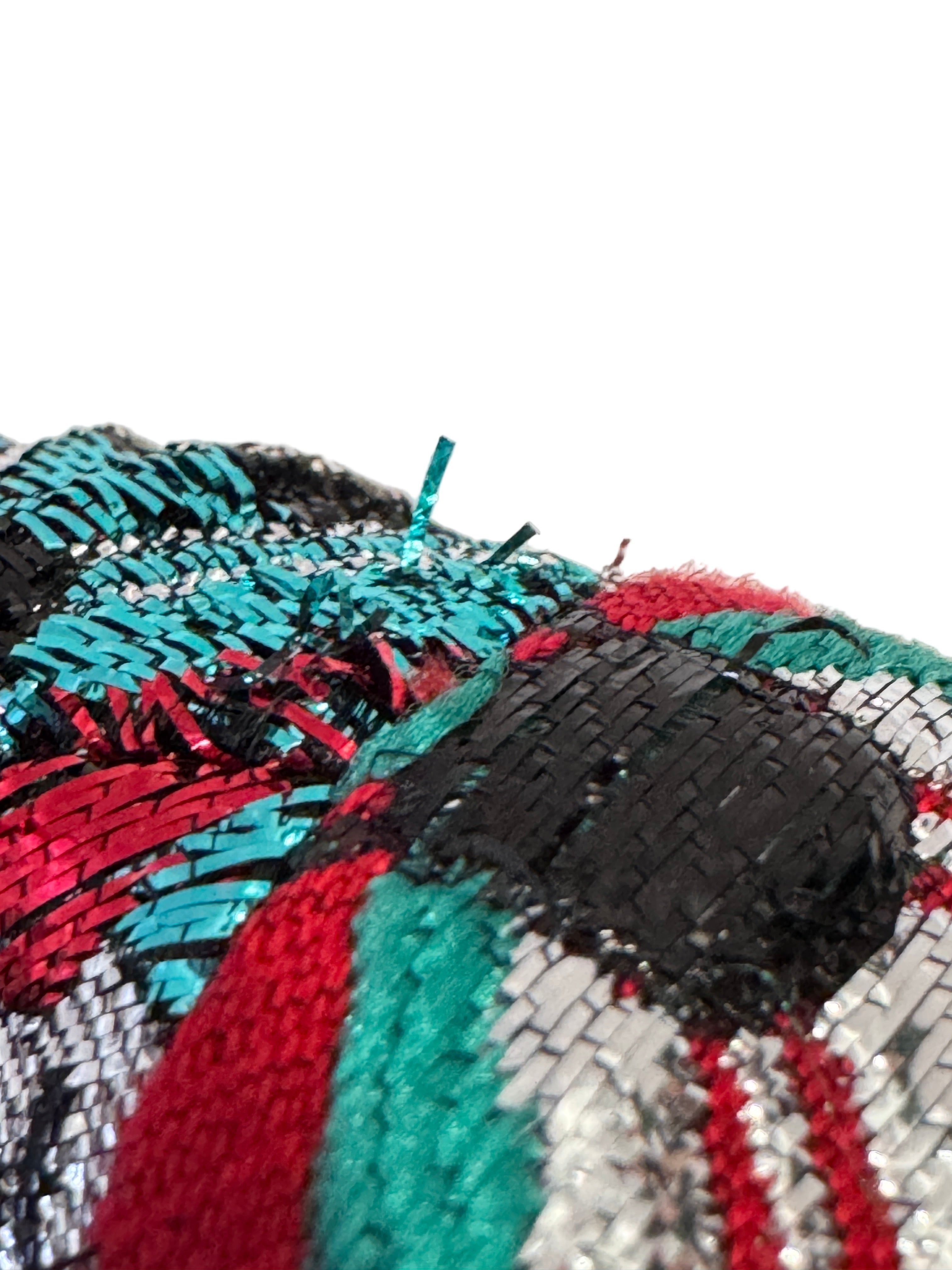 GUCCI Metallic Multicolor Coat with Bees and Mink on Cuffs