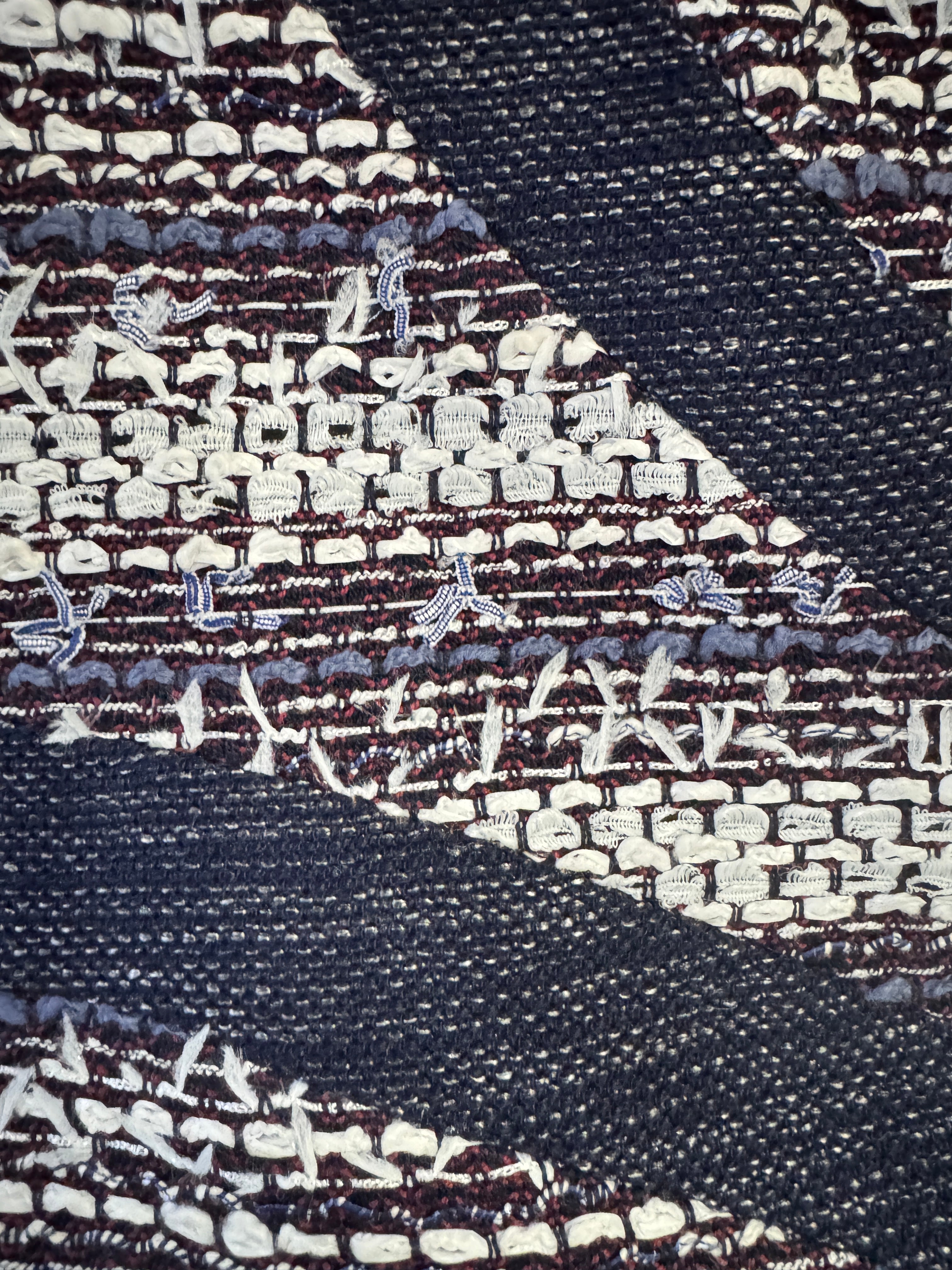 CHANEL Blue White Tweed Short Sleeve Dress