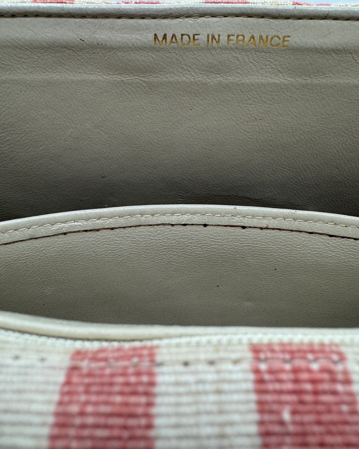 CHANEL 1990s Vintage Pink and White Stripe Flapbag