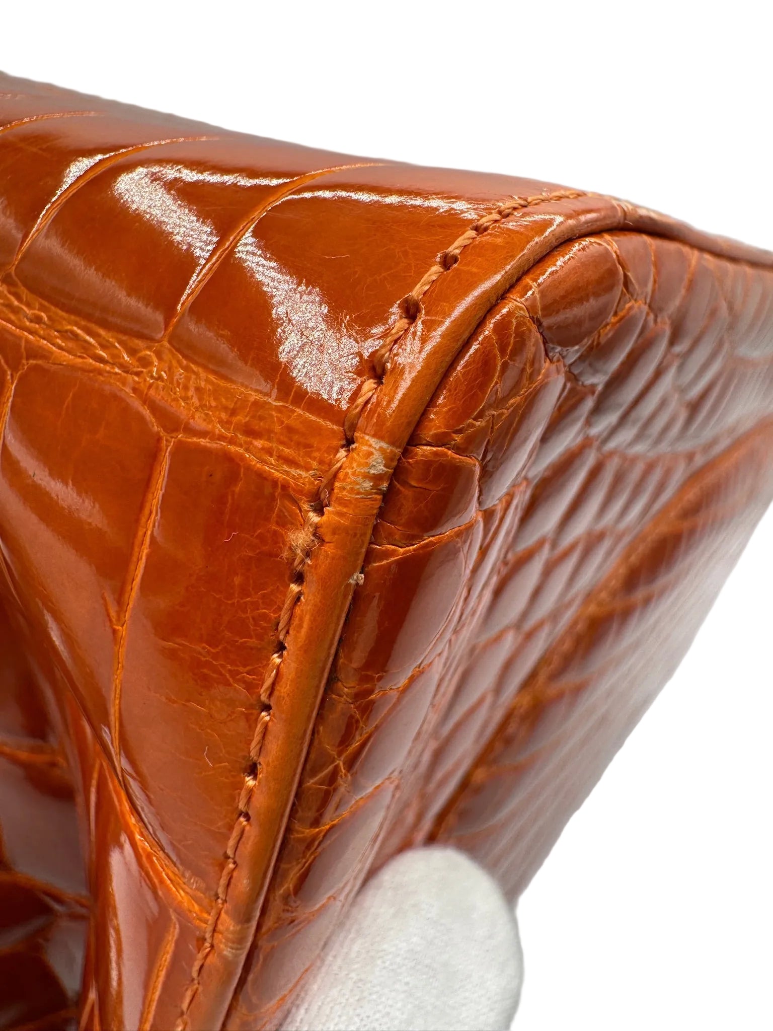 Chanel Orange Alligator Large Classic Double Flapbag