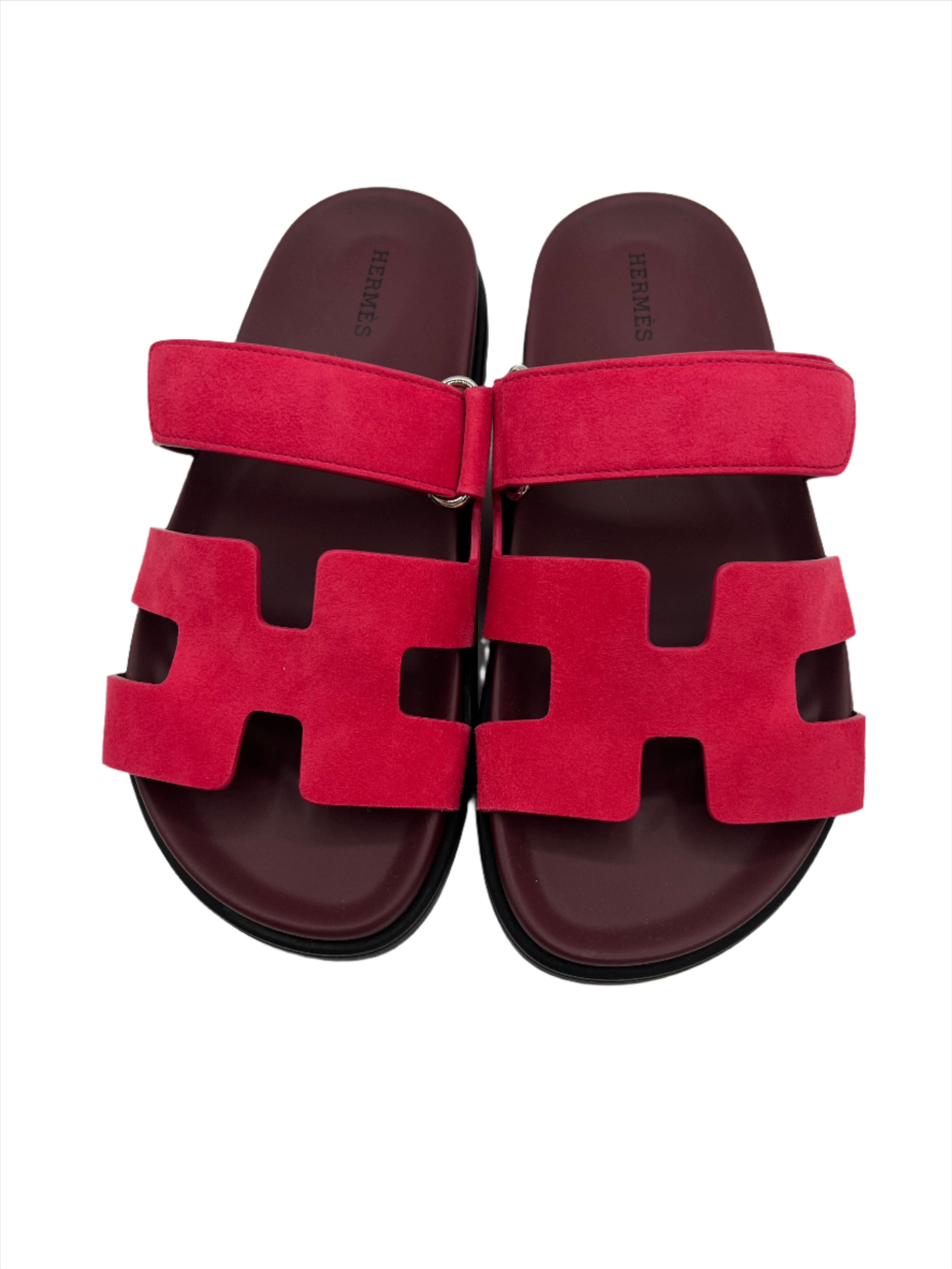 Hermes Rose Framboise Pink Raspberry Chypre Sandals - Size FR 37