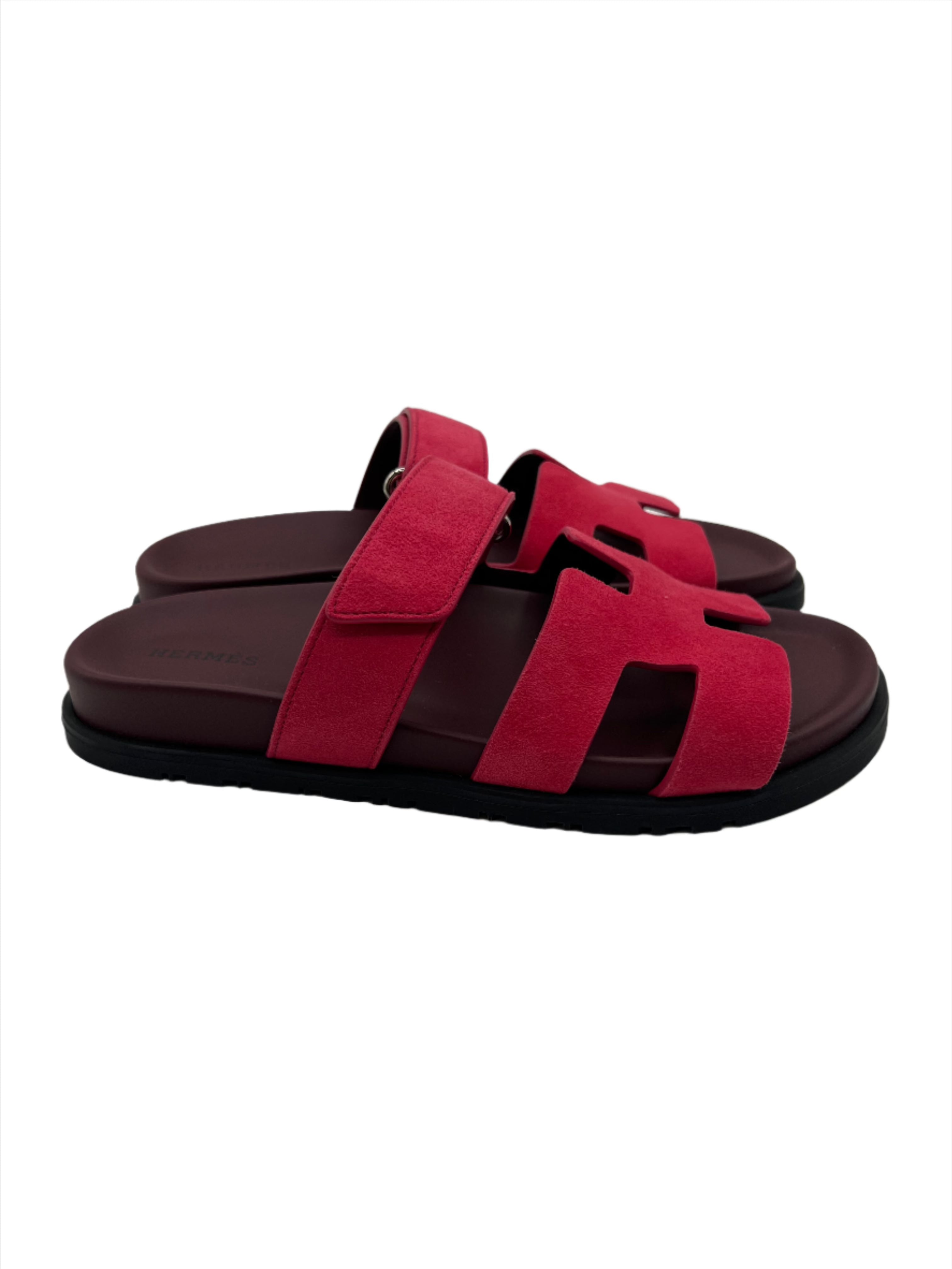 Hermes Rose Framboise Pink Raspberry Chypre Sandals - Size FR 37