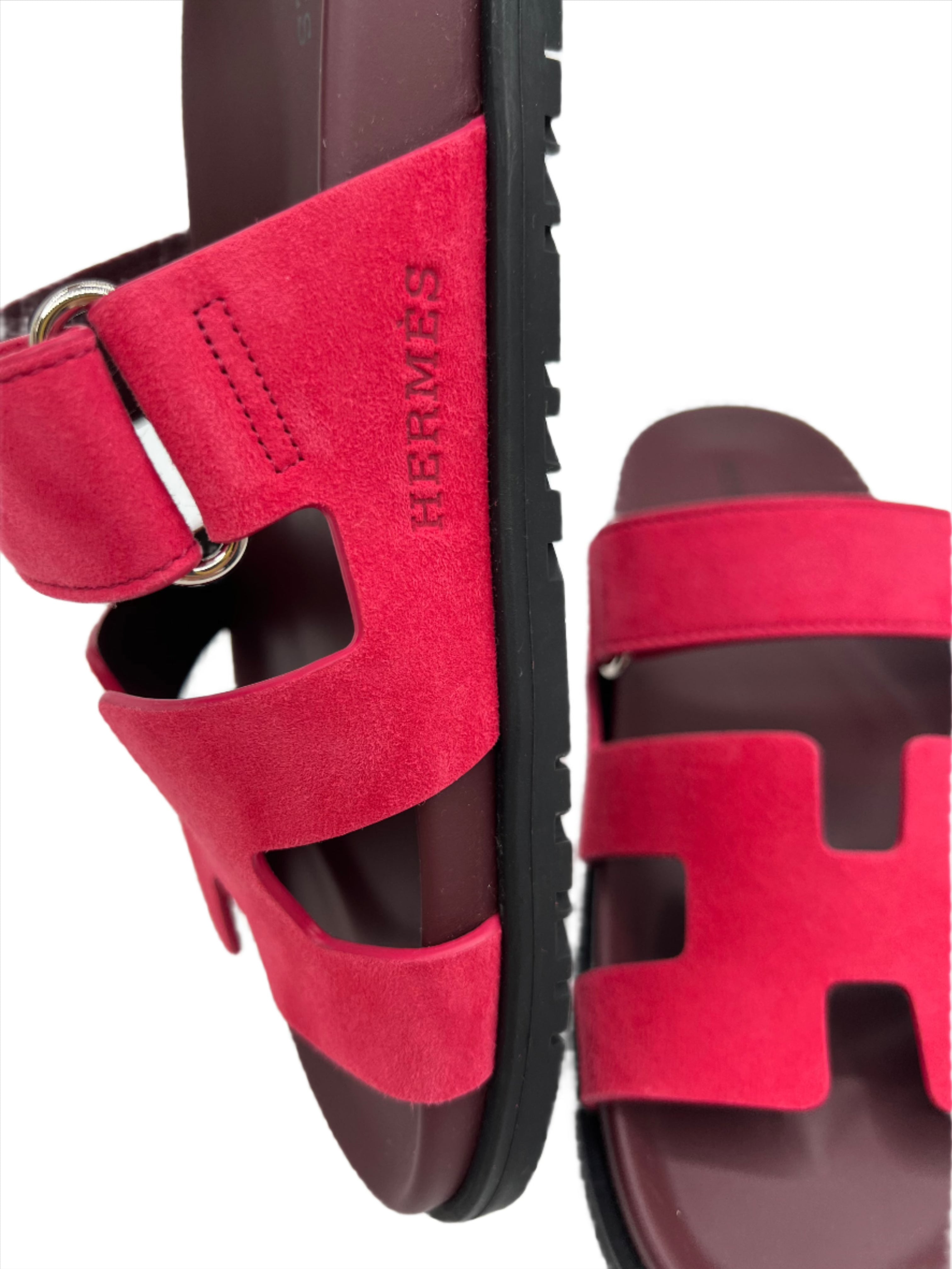 Hermes Rose Framboise Pink Raspberry Chypre Sandals - Size FR 37