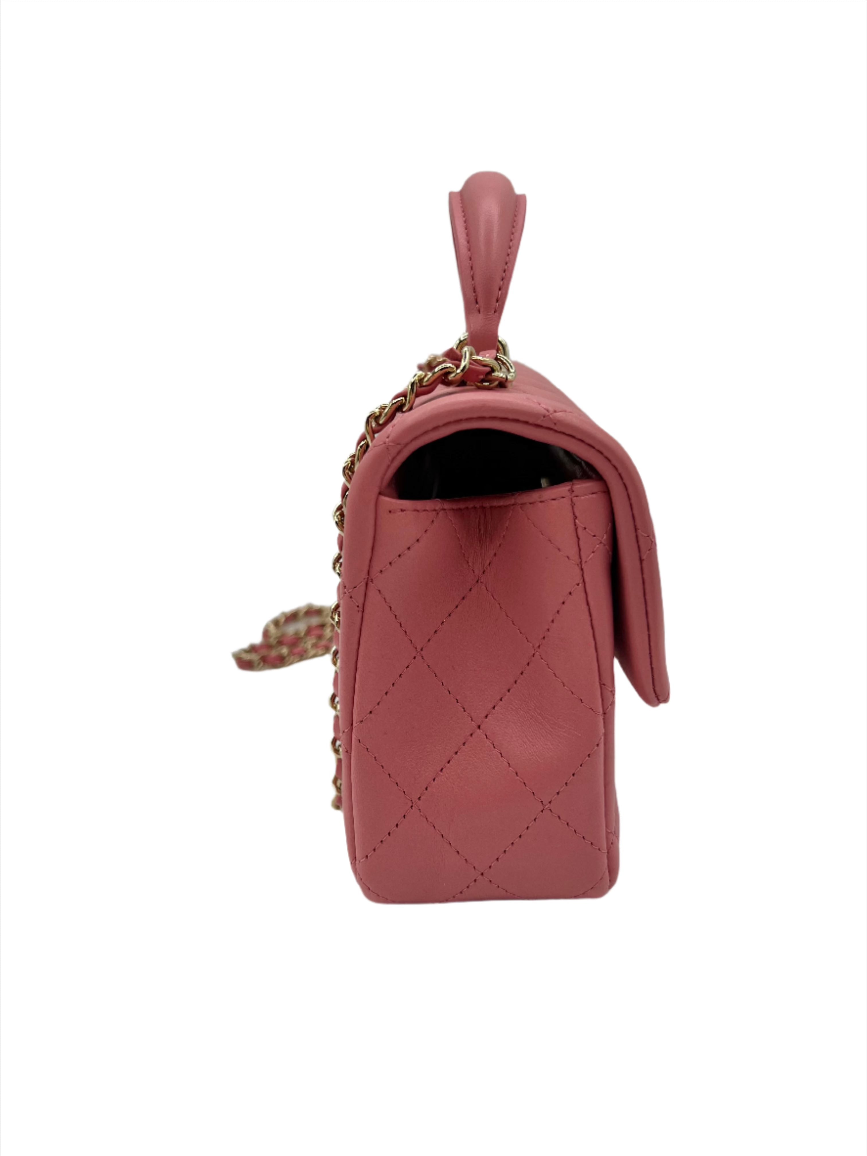 Chanel 22A Pink Mini Top Handle FlapBag