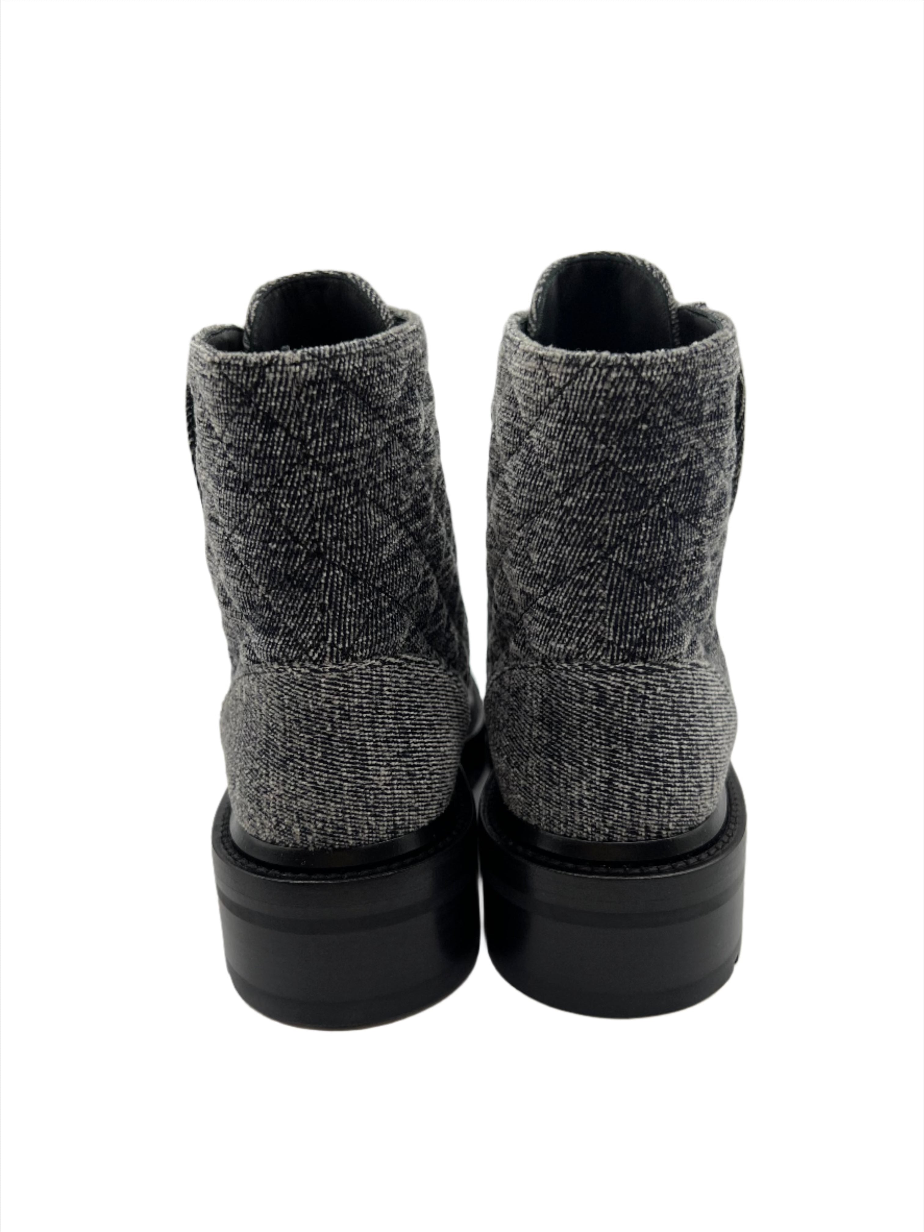 Chanel Denim Combat Boots