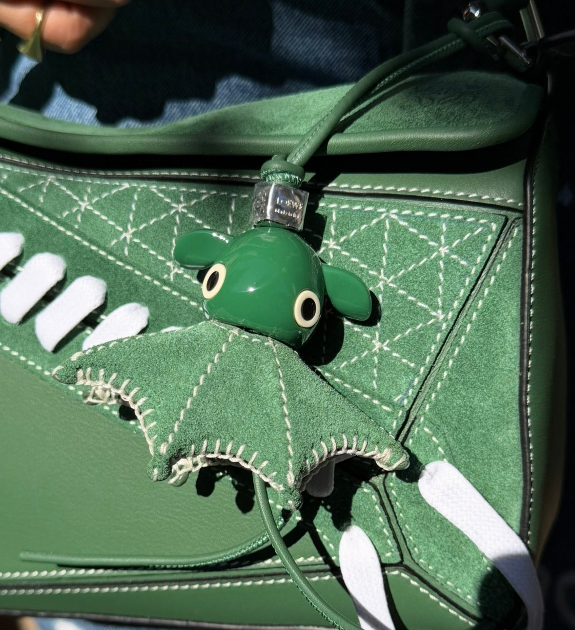 Loewe Green Varsity Puzz Bag Charm