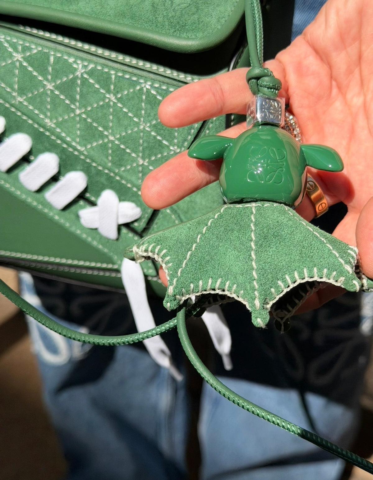 Loewe Green Varsity Puzz Bag Charm