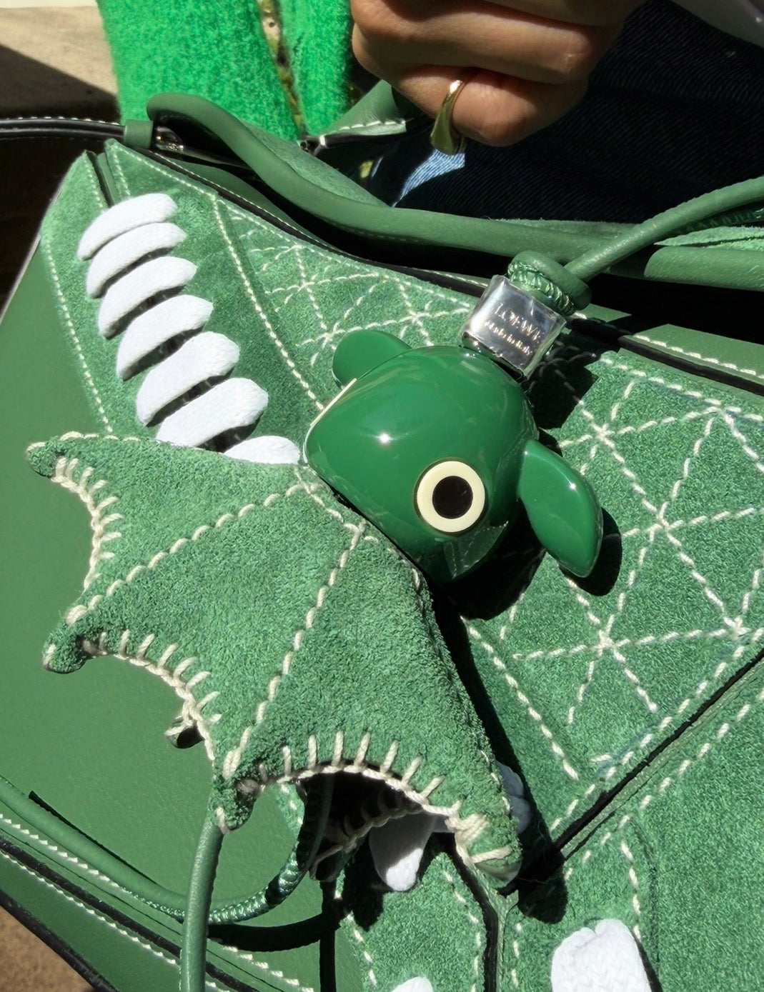 Loewe Green Varsity Puzz Bag Charm