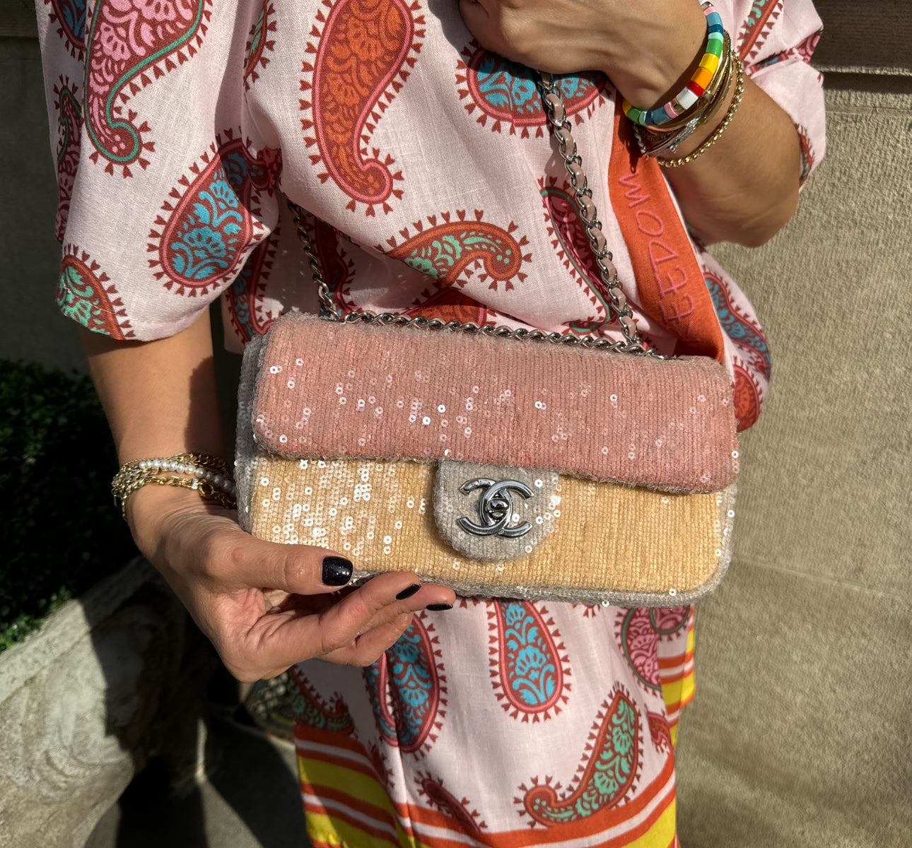 Chanel Waterfall Sequin Mini Flapbag Silver Hardware