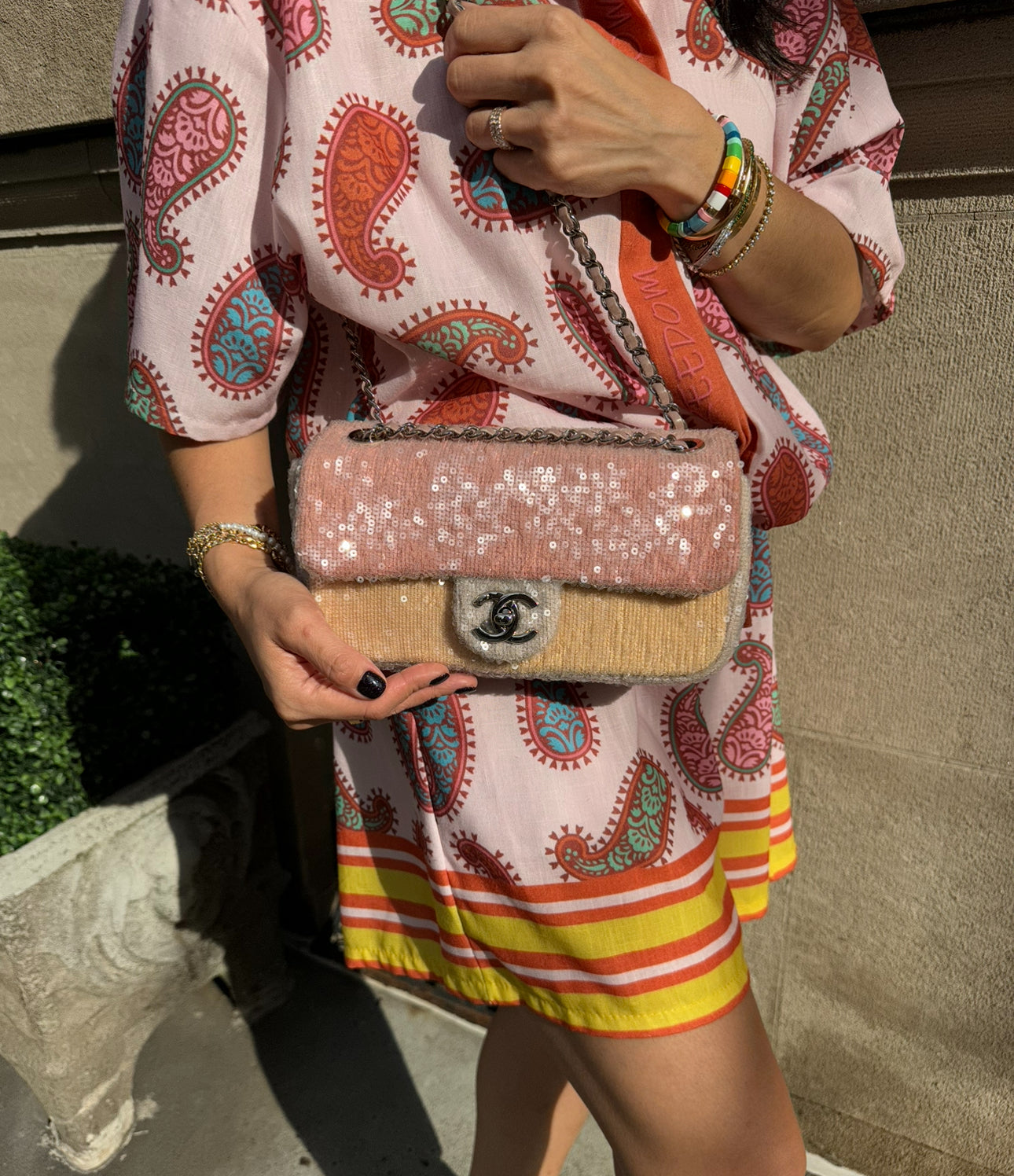 Chanel Waterfall Sequin Mini Flapbag Silver Hardware